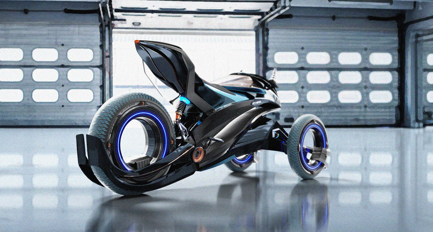 concept，three wheeled motorcycle，Appearance design，Cool，future，