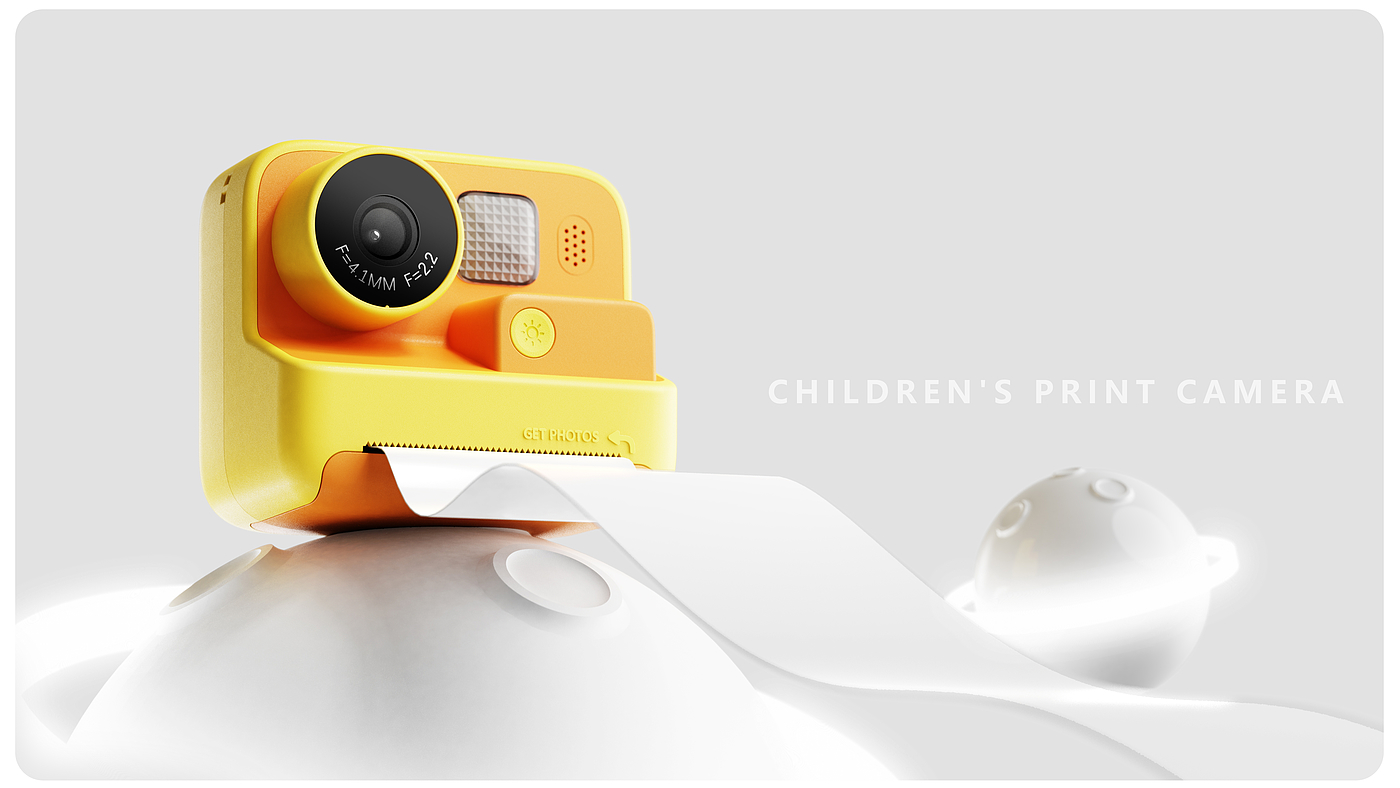 Children's camera，Print camera，Retro Design ，Cartoon color matching，