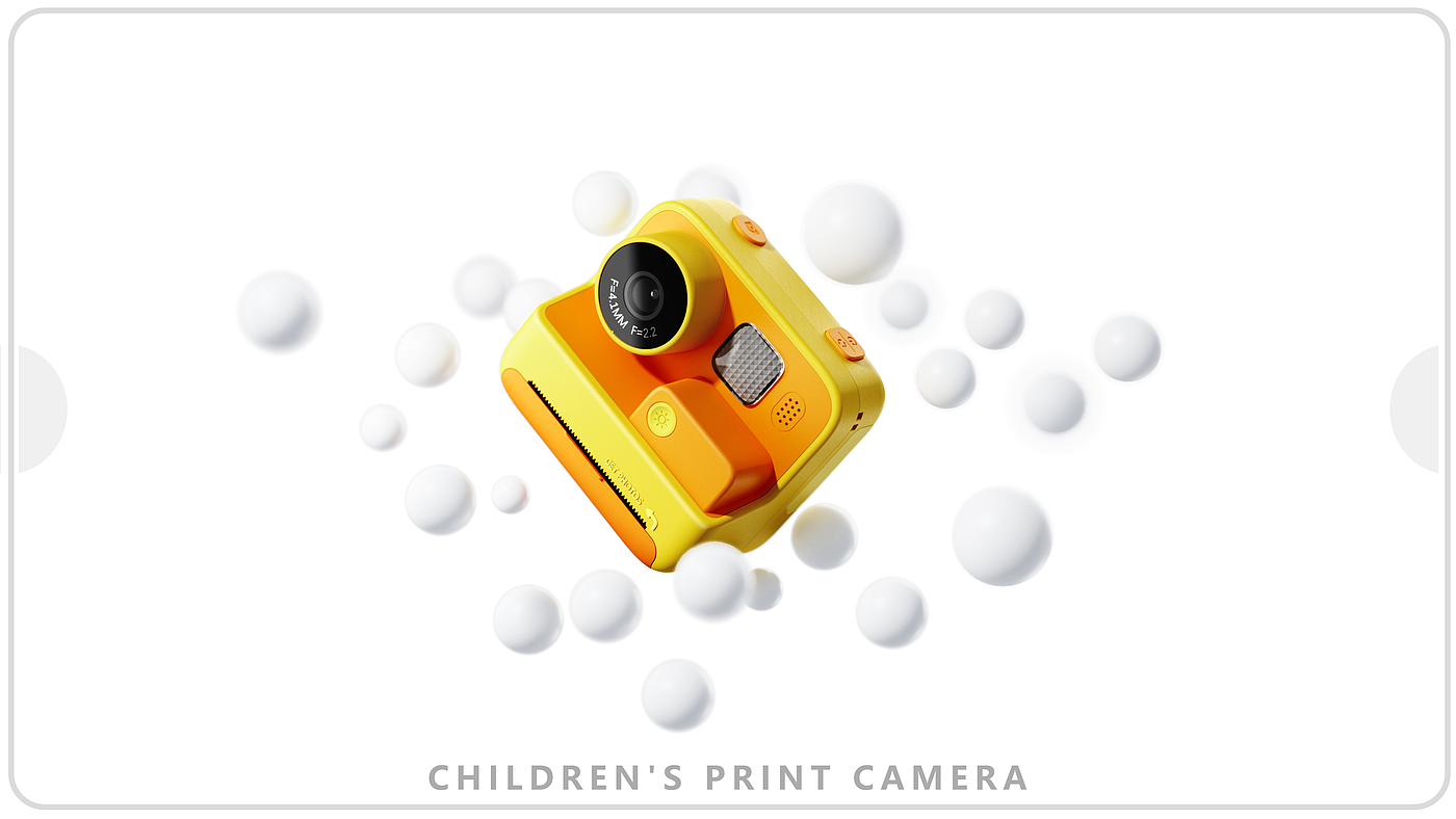 Children's camera，Print camera，Retro Design ，Cartoon color matching，