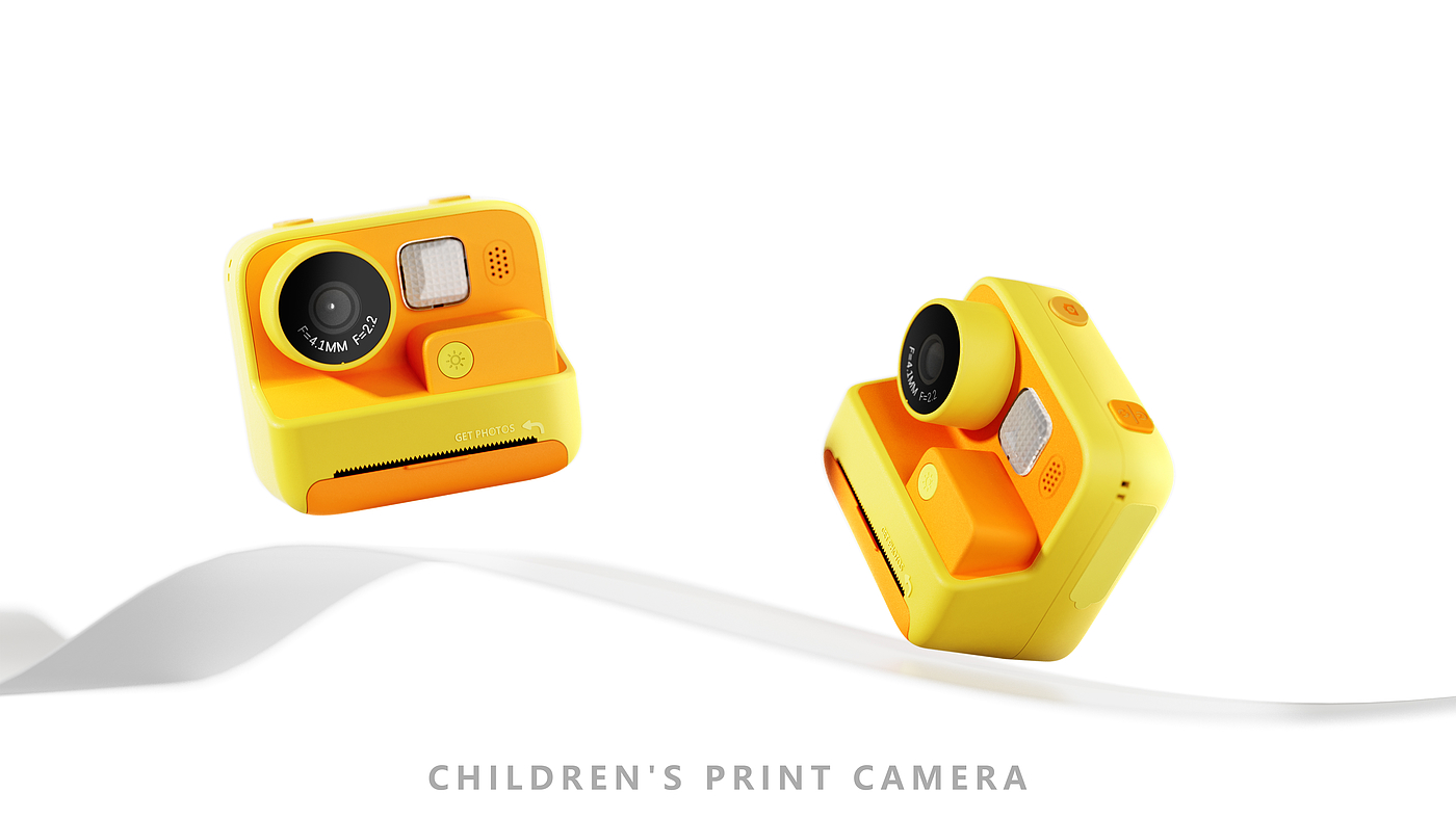 儿童相机，打印相机，复古设计，卡通配色，