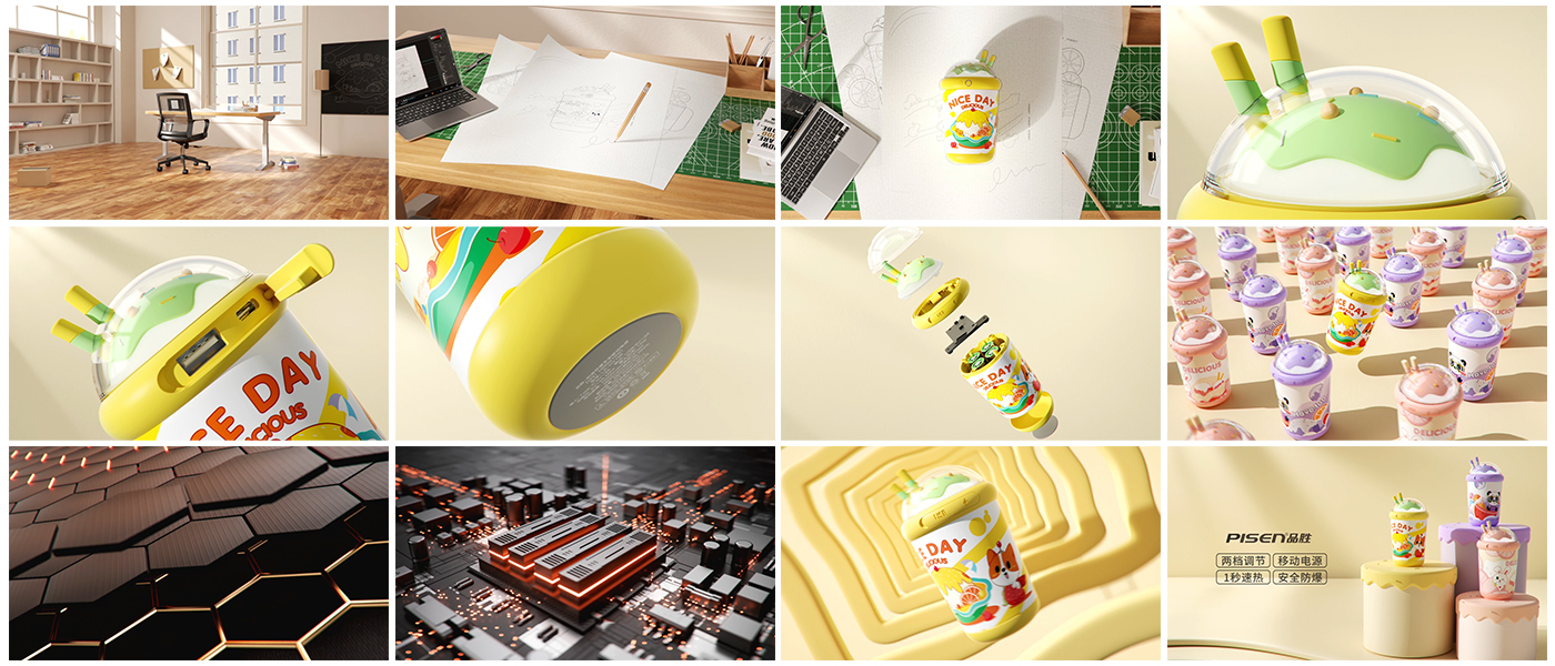 c4d，three-dimensional animation，Product rendering animation，E-commerce video，Hand warmer，portable battery，Real shooting，