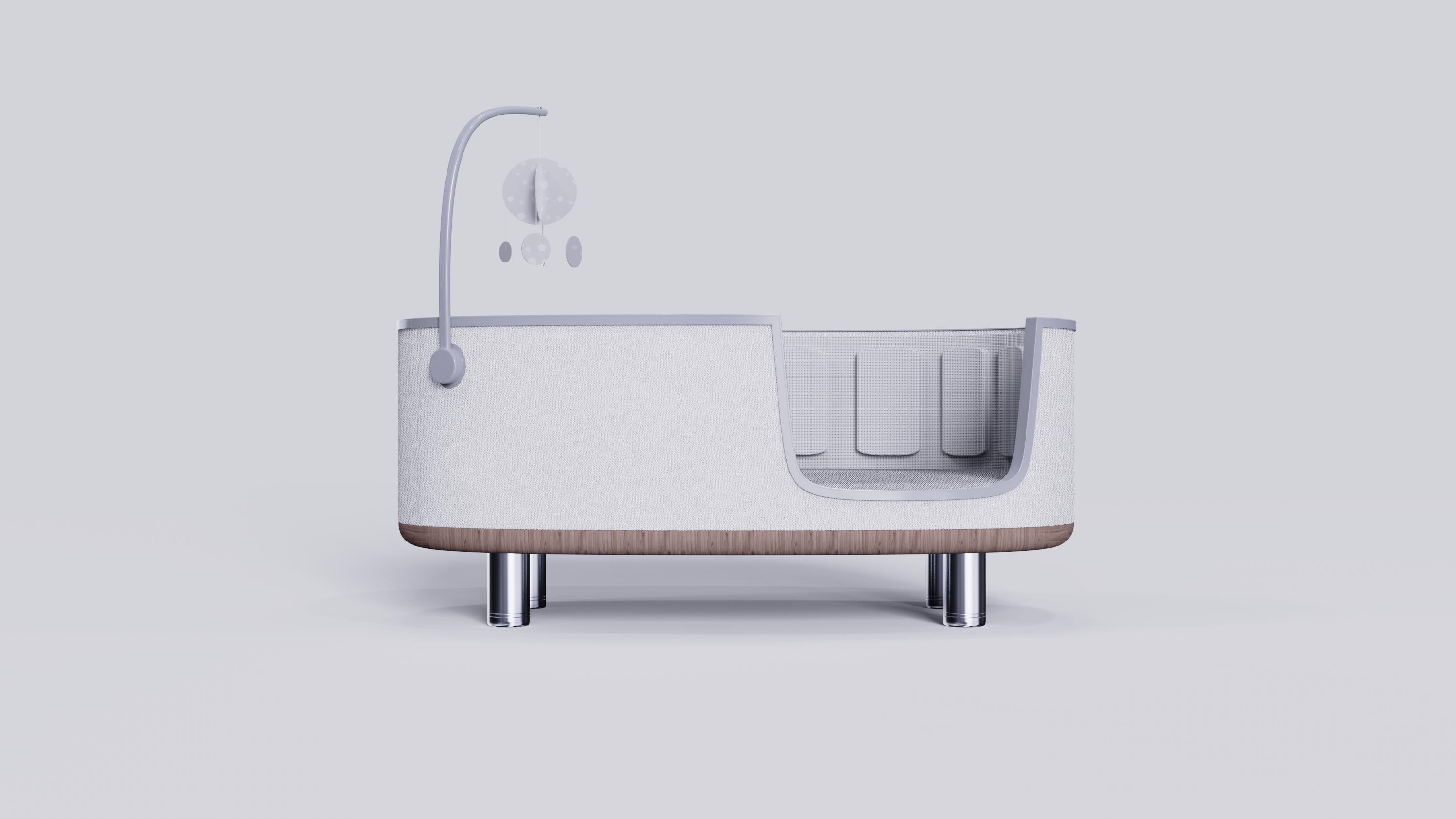 Baby bed，Nordic style，White rendering，concise，