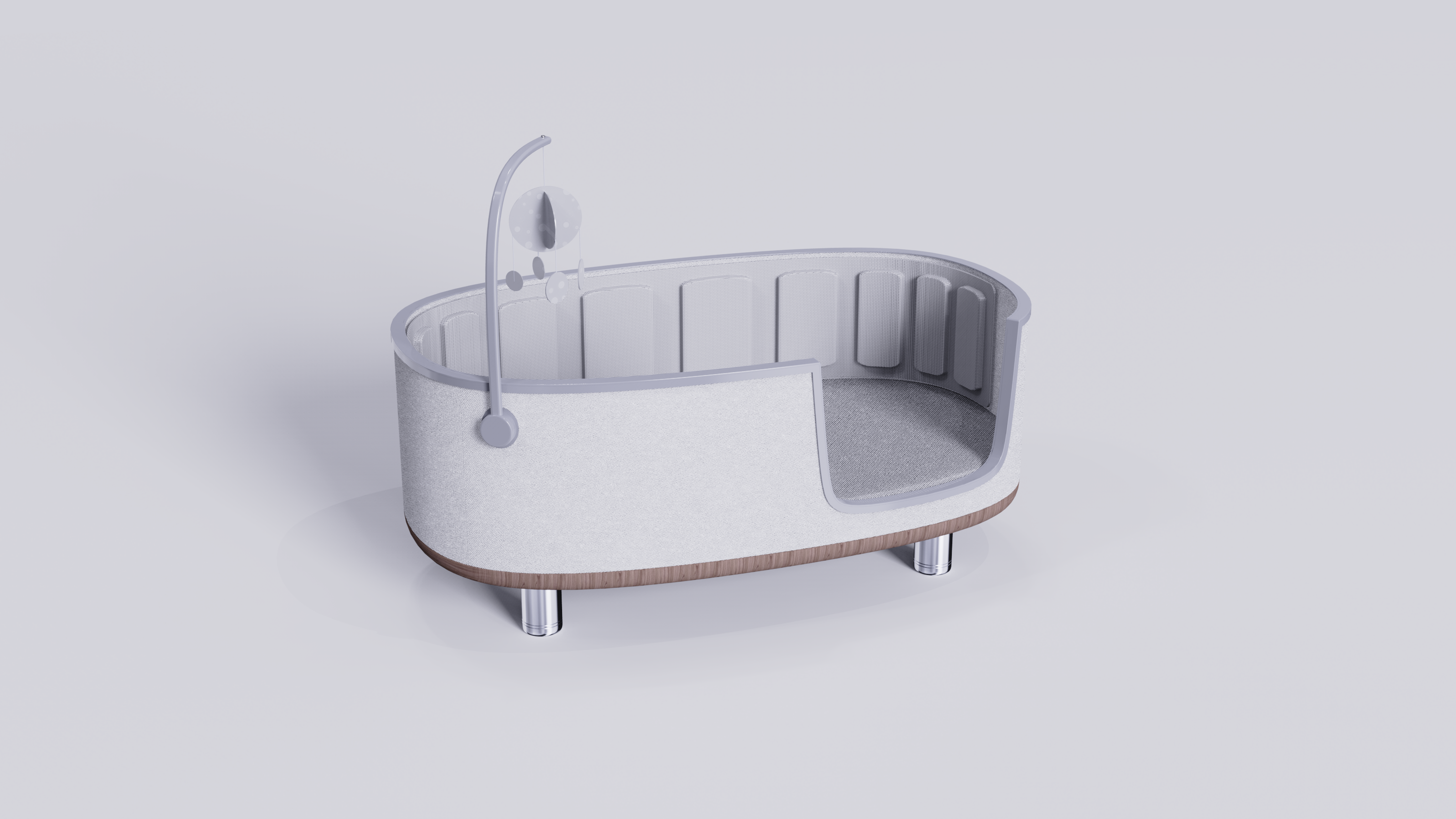 Baby bed，Nordic style，White rendering，concise，