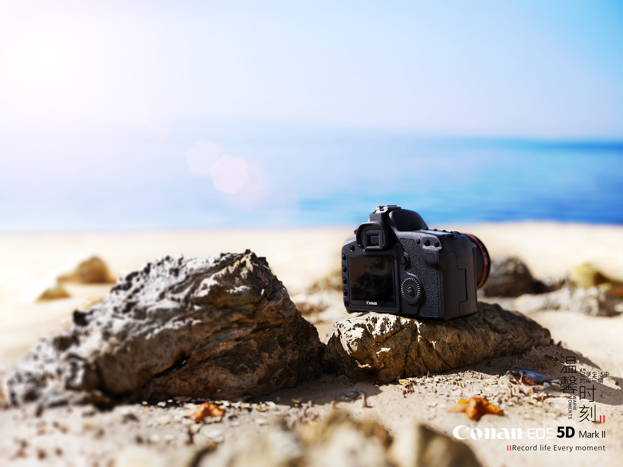 Camera rendering，3C products，Canon camera，Product rendering，