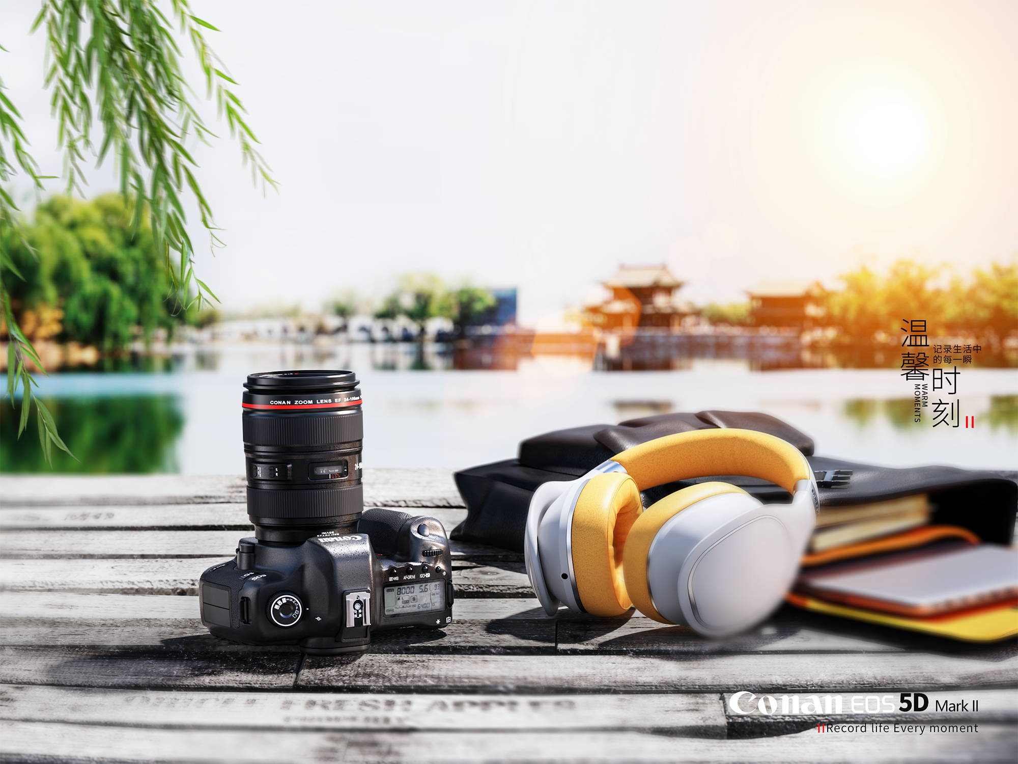 Camera rendering，3C products，Canon camera，Product rendering，