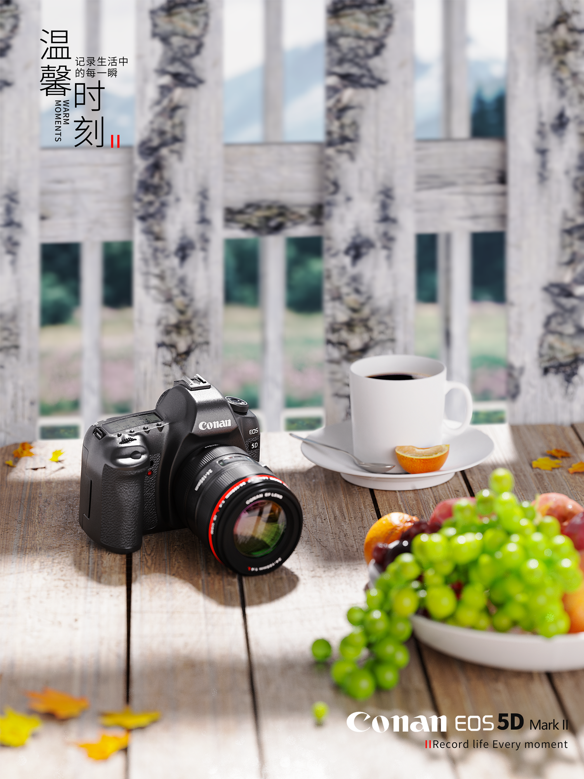 Camera rendering，3C products，Canon camera，Product rendering，