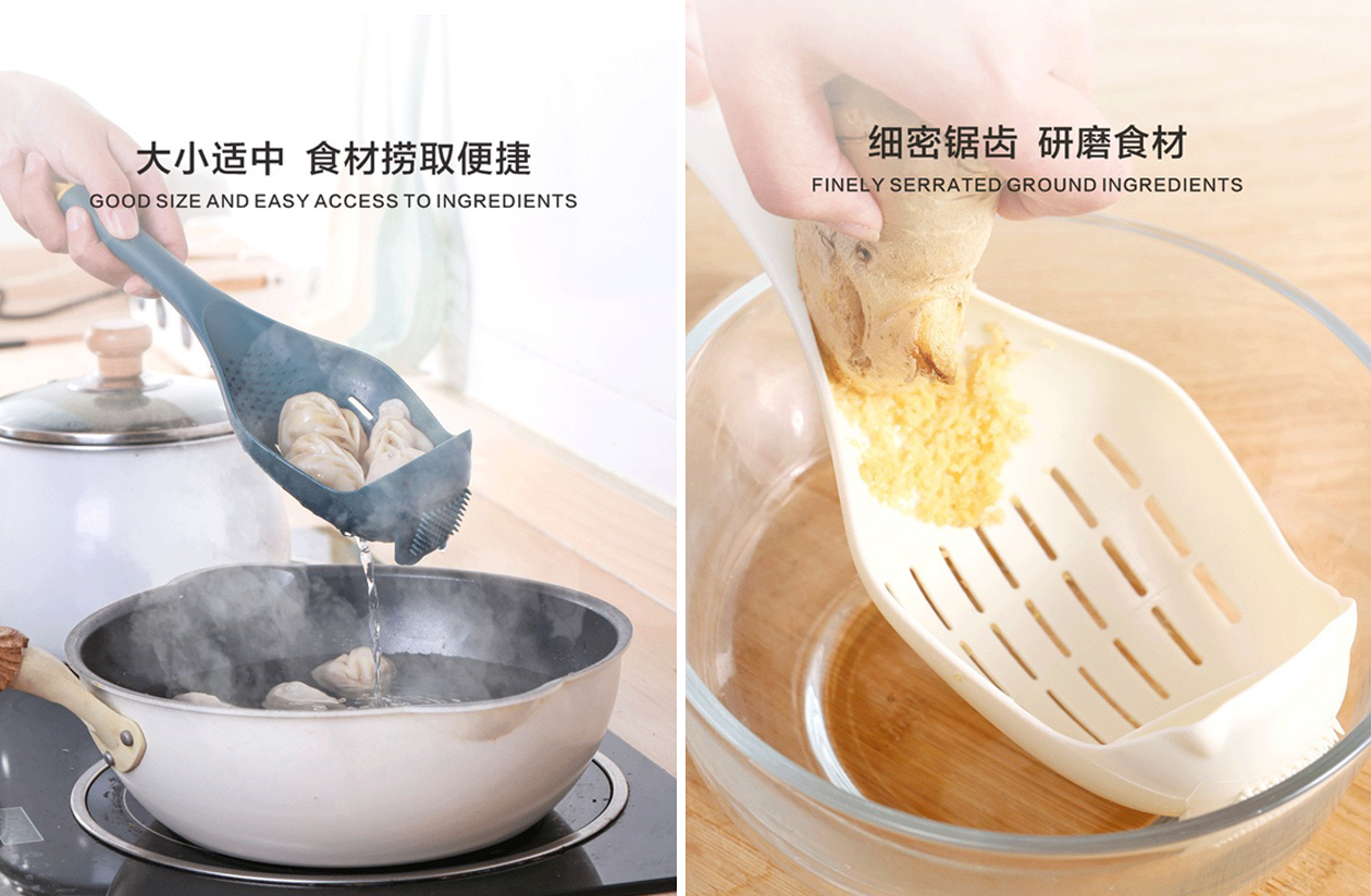 Grey design，Commodity Design，Drain basket，multi-function，a soup spoon，Fruit and vegetable basket，Kitchen supplies，