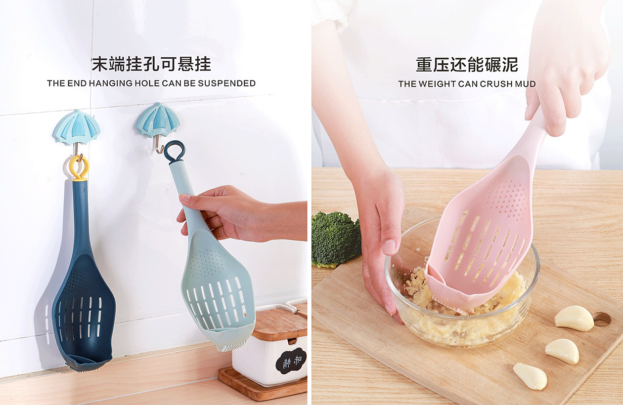 Grey design，Commodity Design，Drain basket，multi-function，a soup spoon，Fruit and vegetable basket，Kitchen supplies，