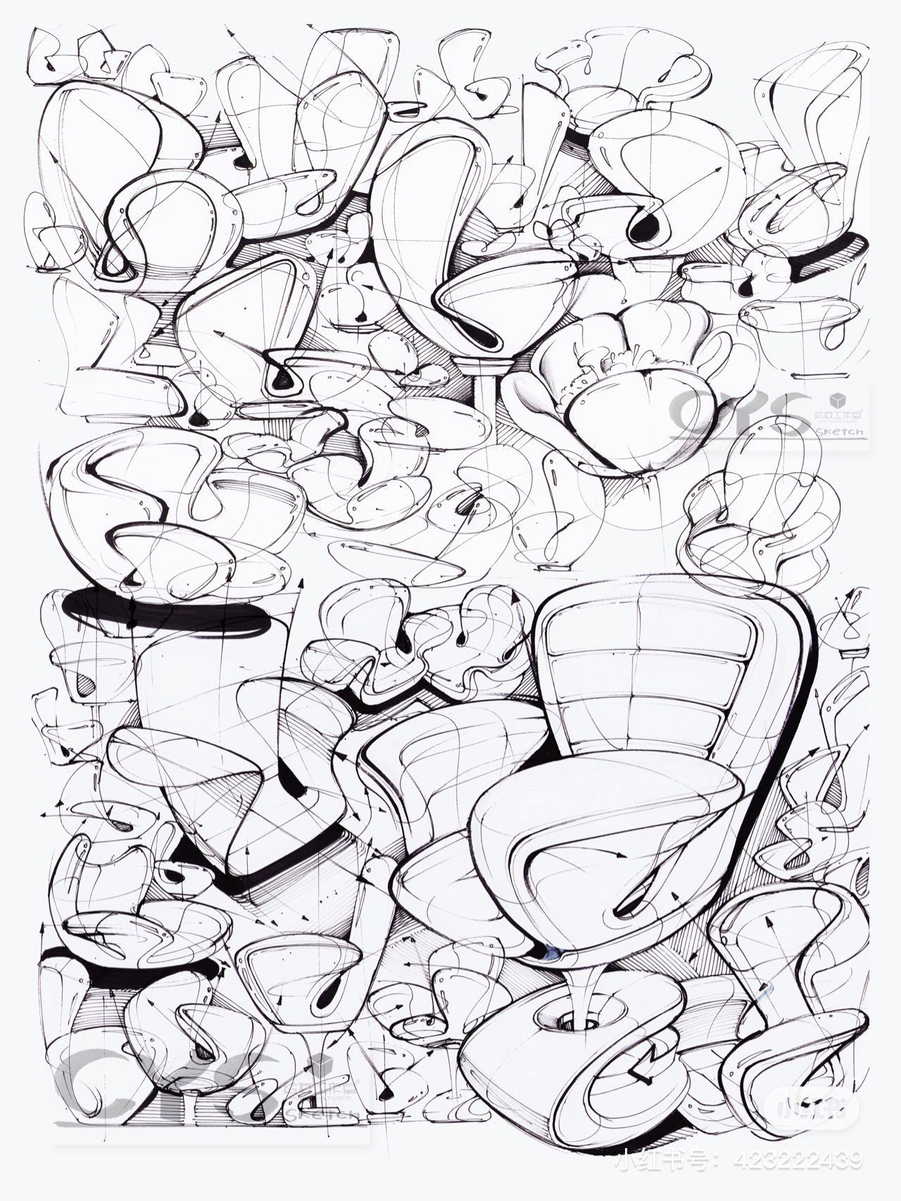 Chair design，Hand-painted seats，Storm map，Product line draft，