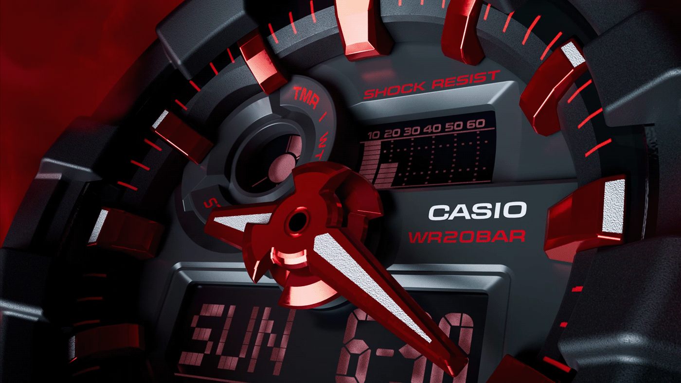 G-Shock，Wrist watch，gules，Ignite，