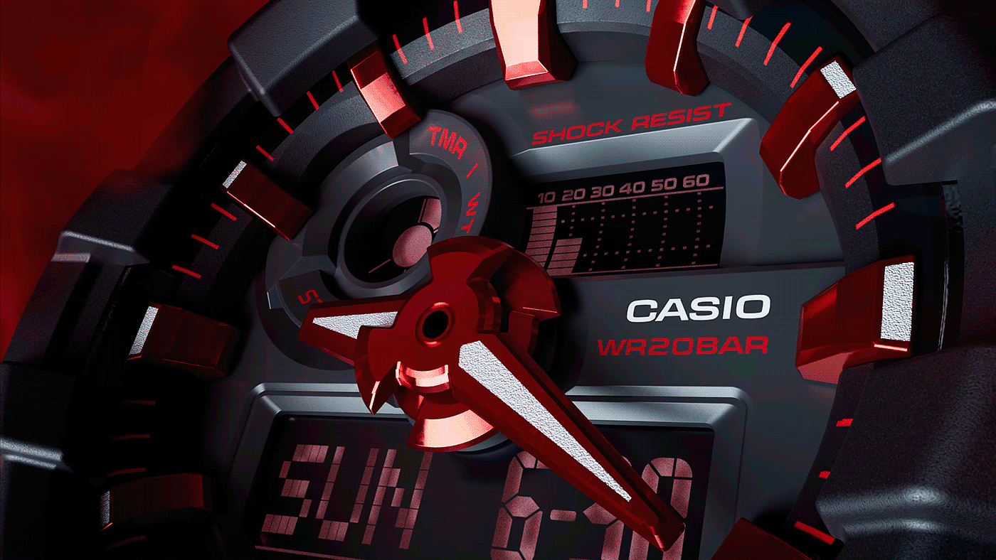 G-Shock，Wrist watch，gules，Ignite，