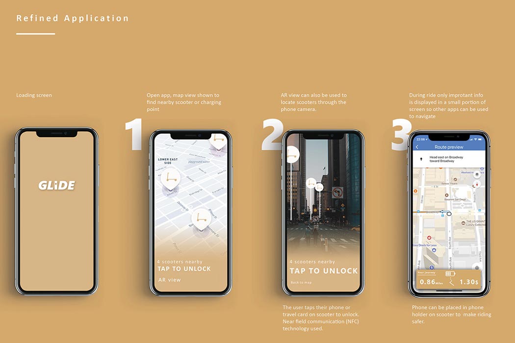 conceptual design，vehicle，Electric scooter，Glide，