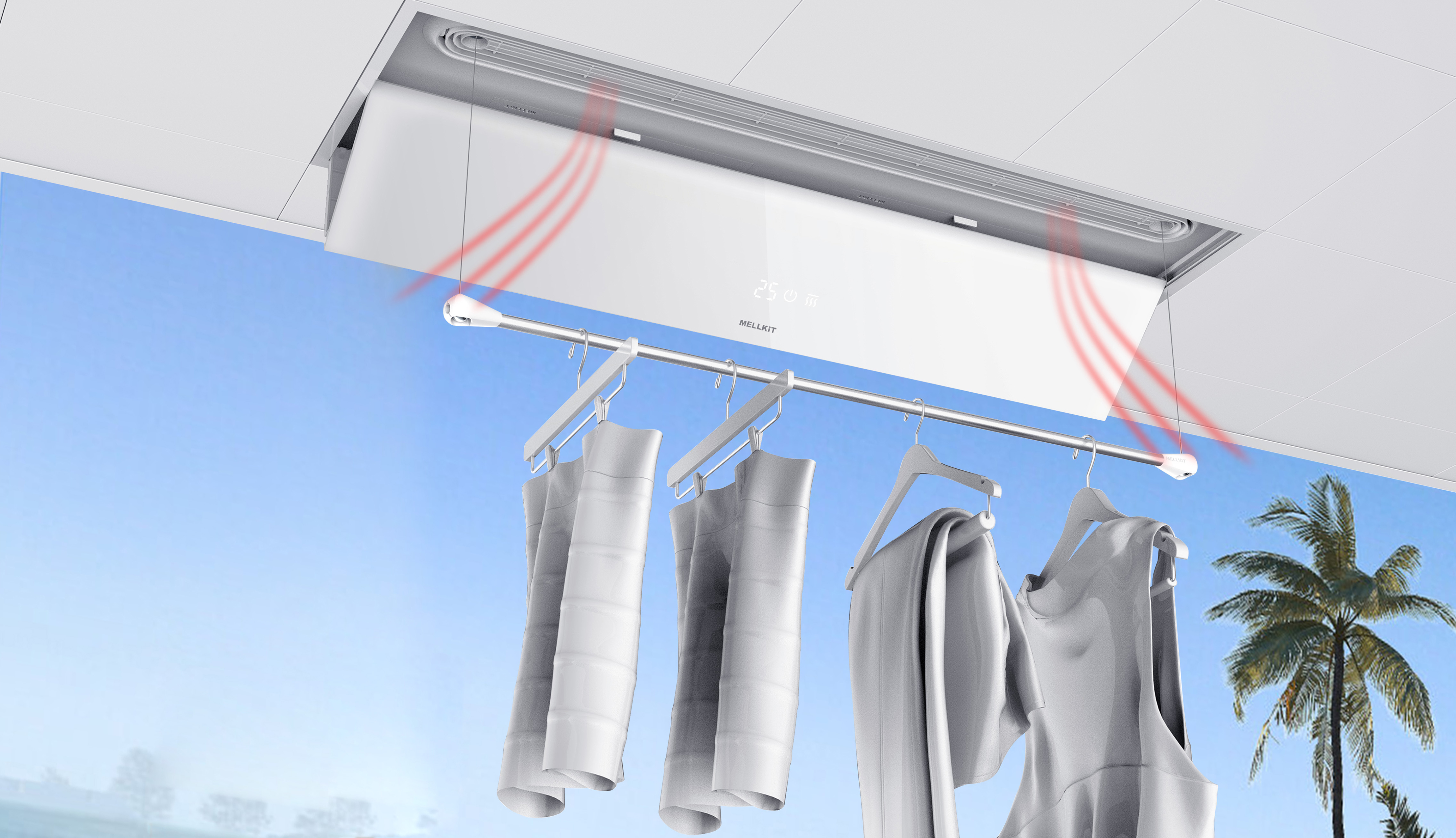 Bathroom air conditioning，Bathroom clothes drying pole，Quick-drying technology，Pure minimalism，Hotel must-have，Hidden clothesbar，