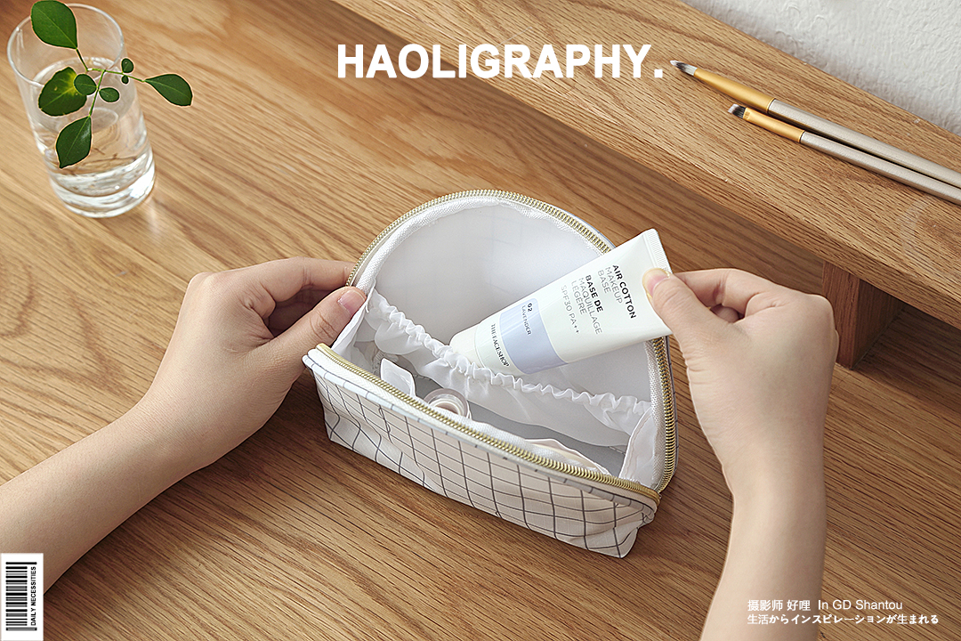 Product photography，Real shooting，Receive，life，Daily use at home，Cosmetic Bag，Japanese ，Shantou，