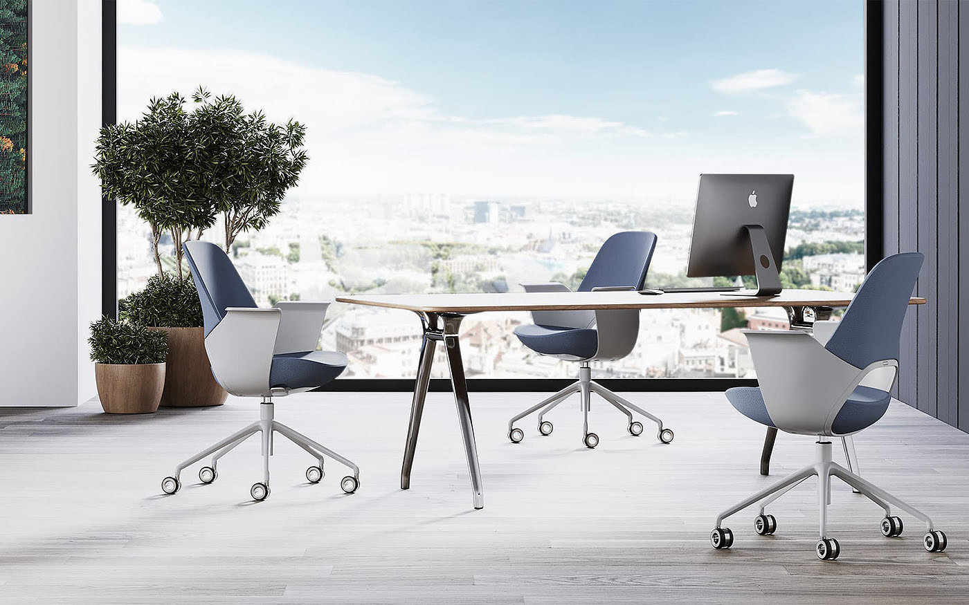 chair，to work in an office，life，family，