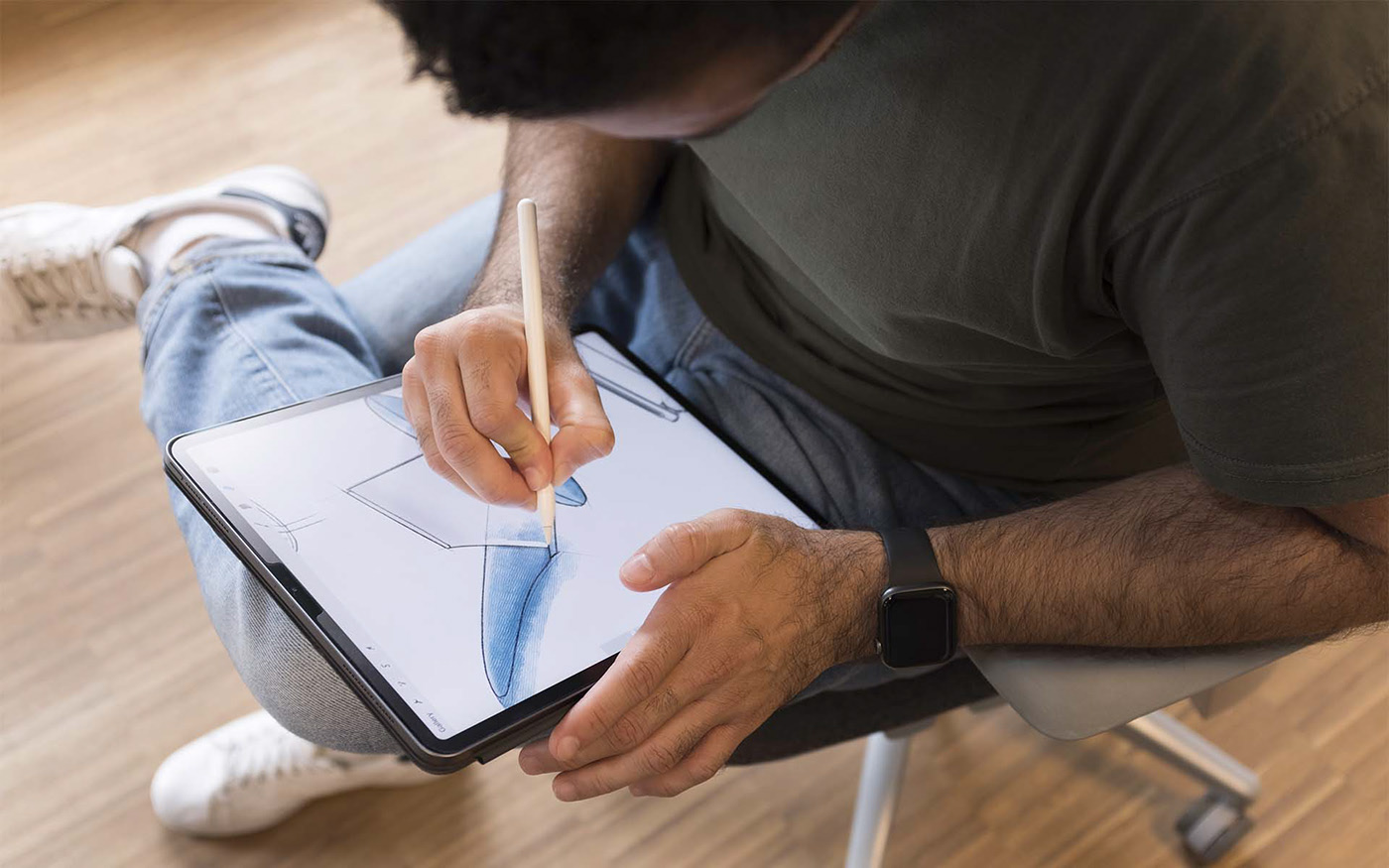 chair，to work in an office，life，family，