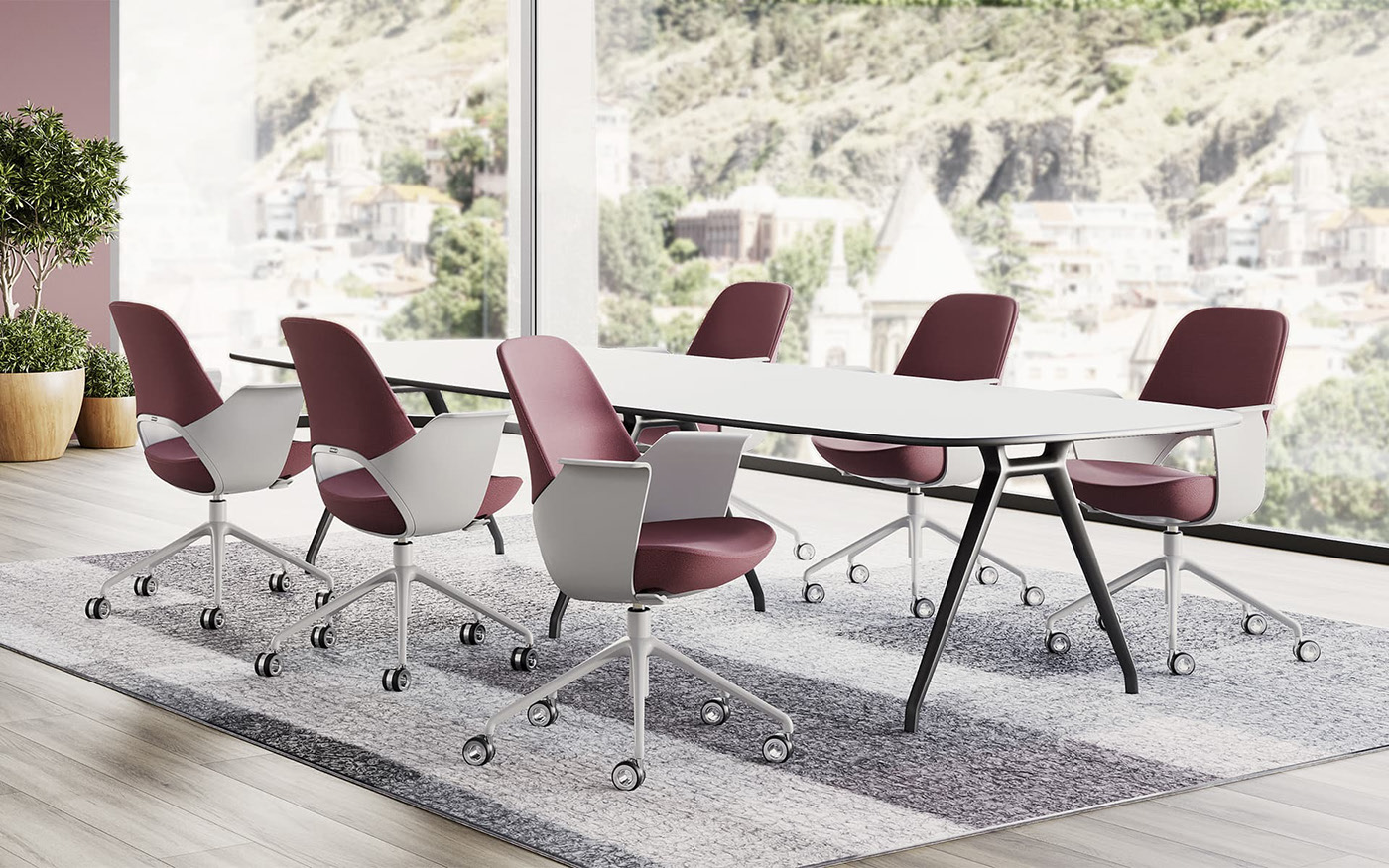 chair，to work in an office，life，family，