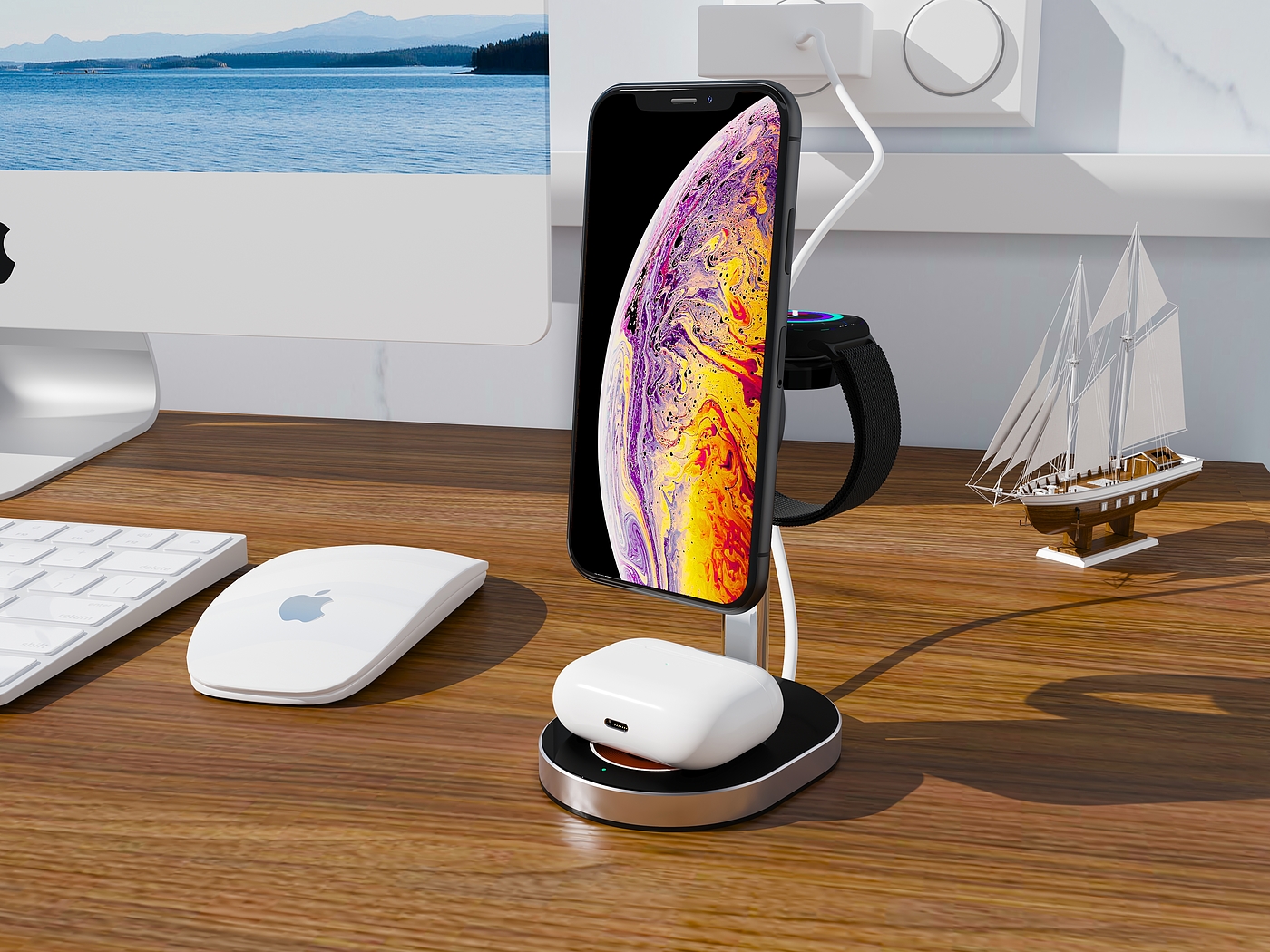 3-in -1 wireless charging，