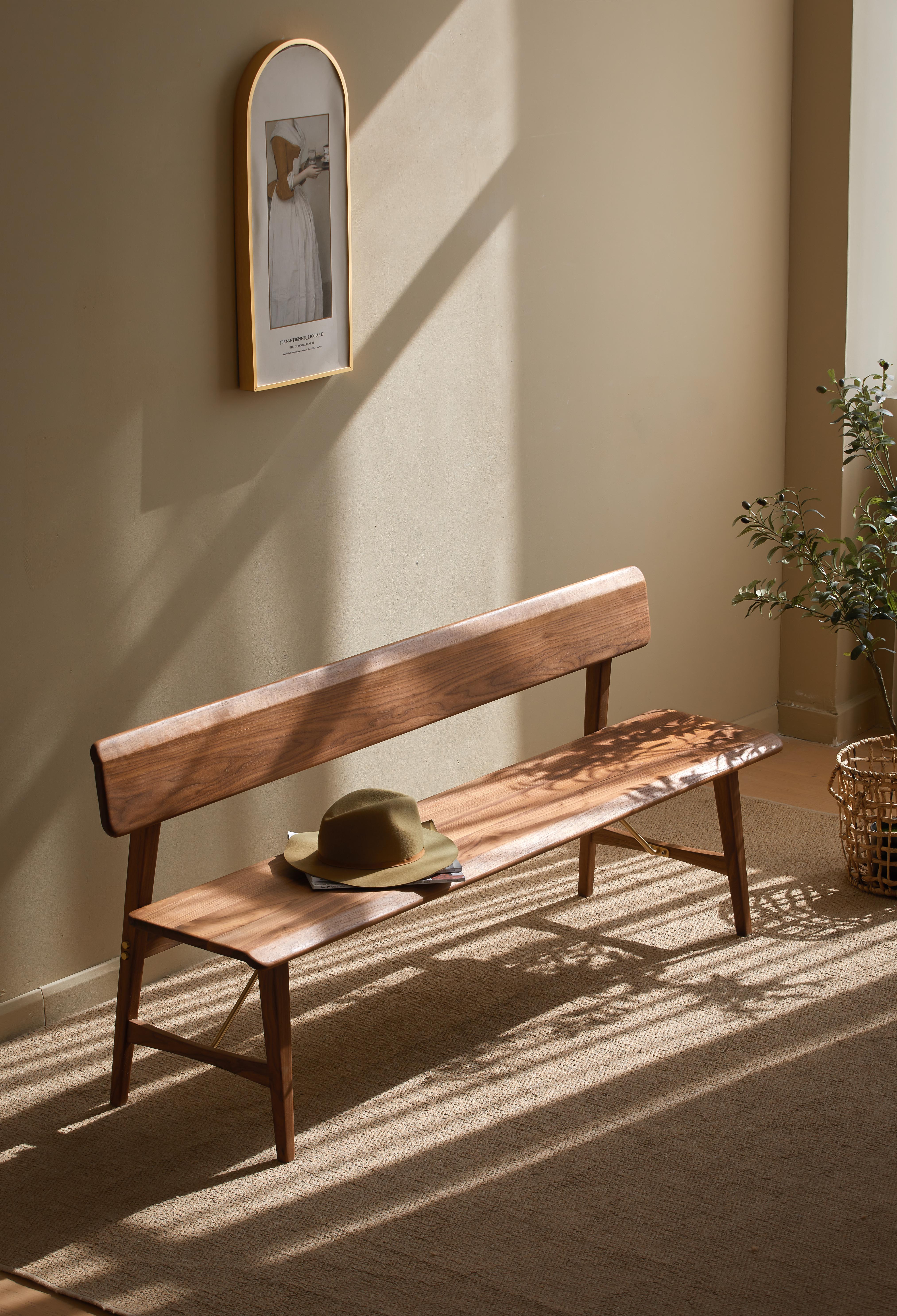 bench，North American black walnut，furniture design ，