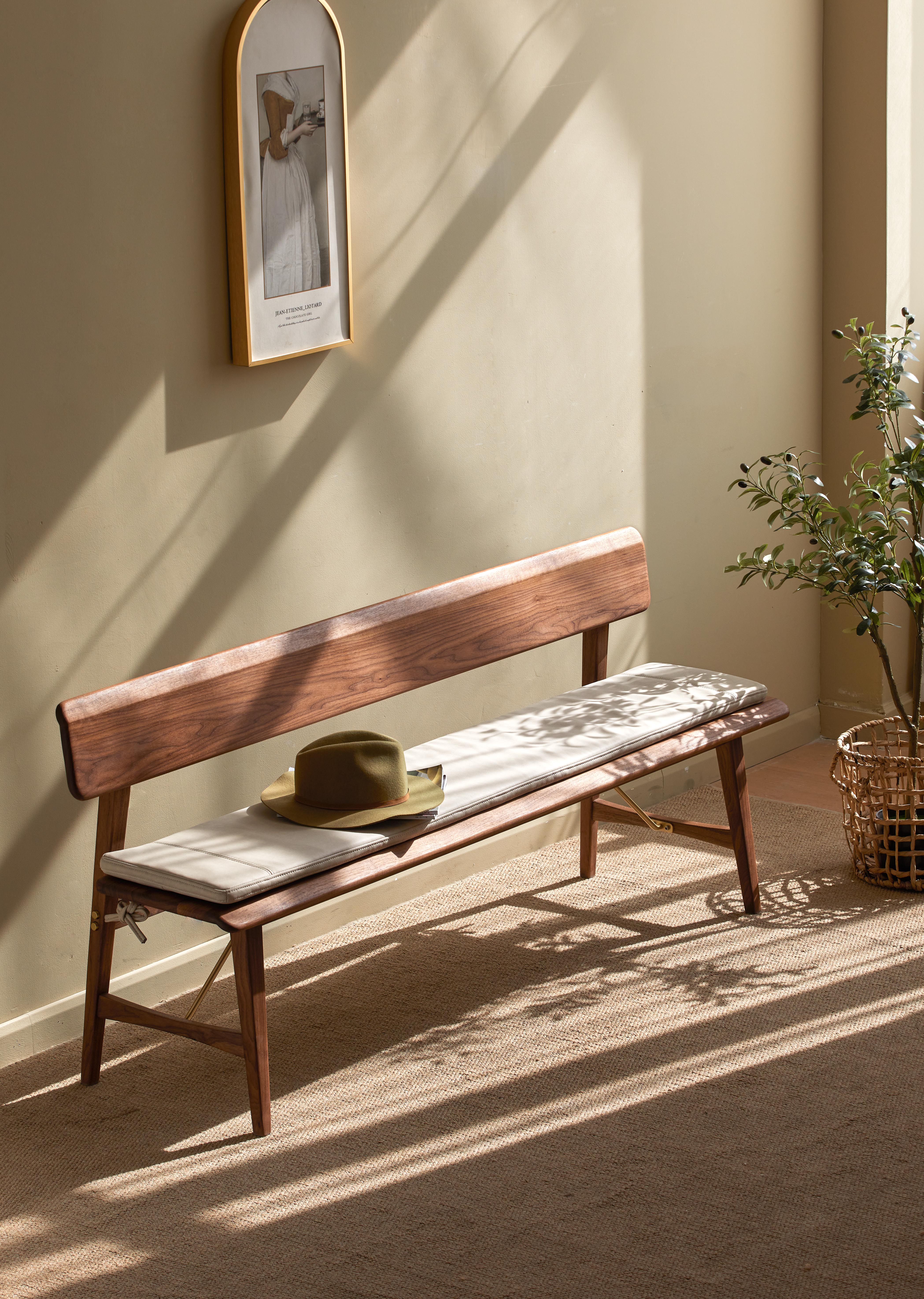 bench，North American black walnut，furniture design ，