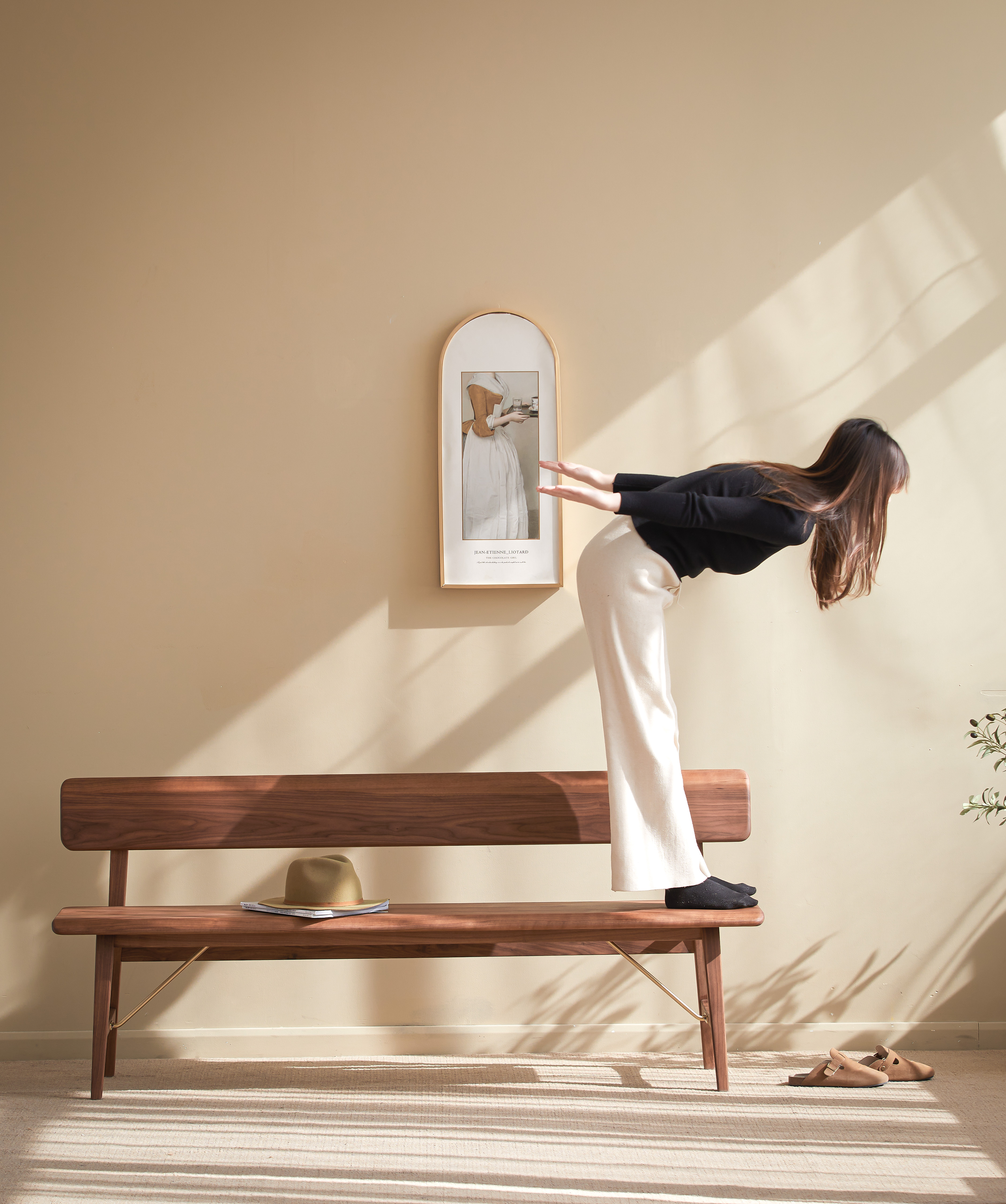 bench，North American black walnut，furniture design ，