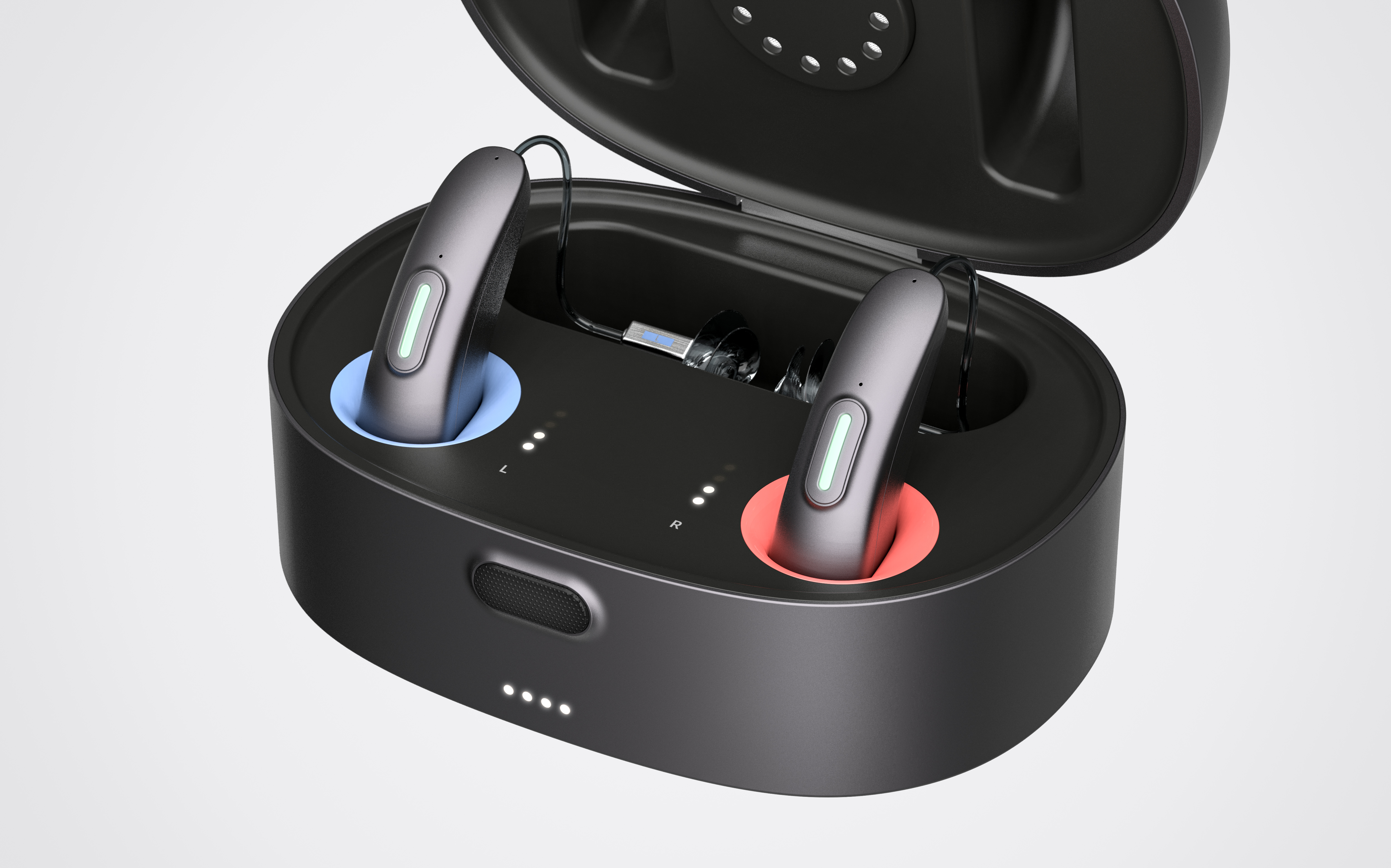 deaf-aid，headset，medical care，intelligence，Charging box，humanistic concern，