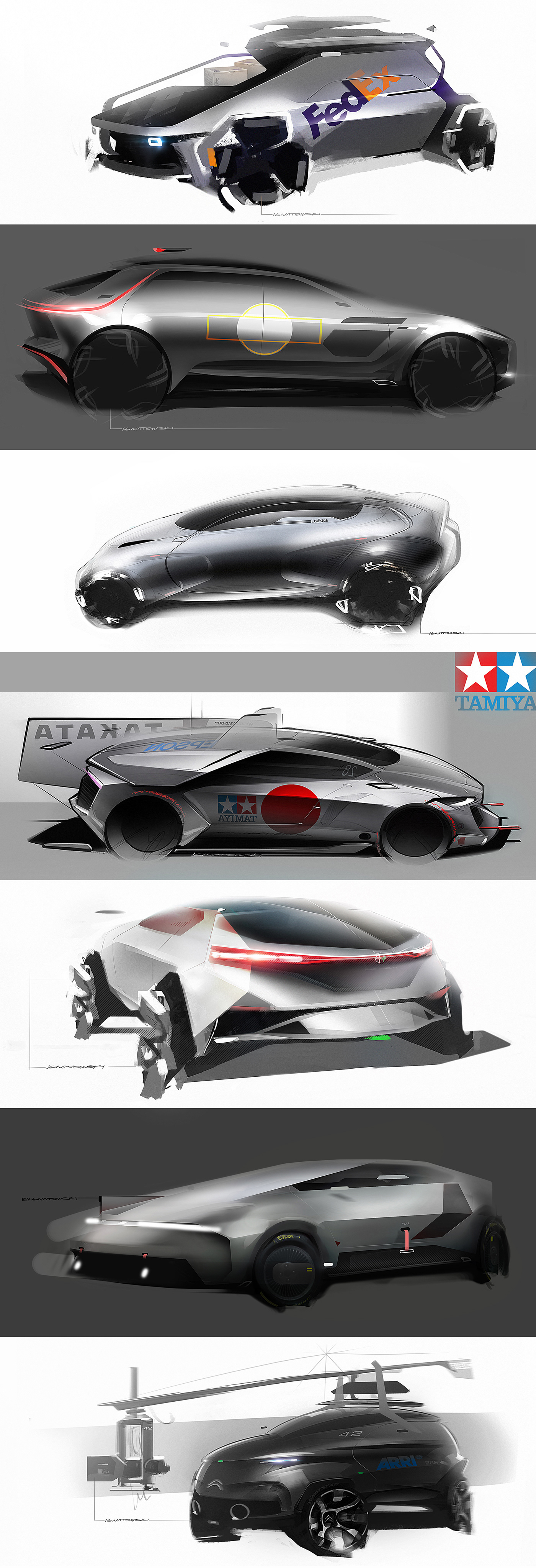 Roman Ignatowski，Car sketch，product design，Streamlined design，Marker performance，Personal car design sketch collection，