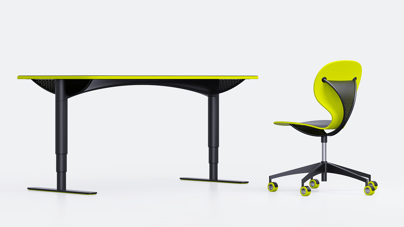Albert Rakhimzhanov，Butterfly，Office furniture concept，product design，Ergonomics，Butterfly table and chair，