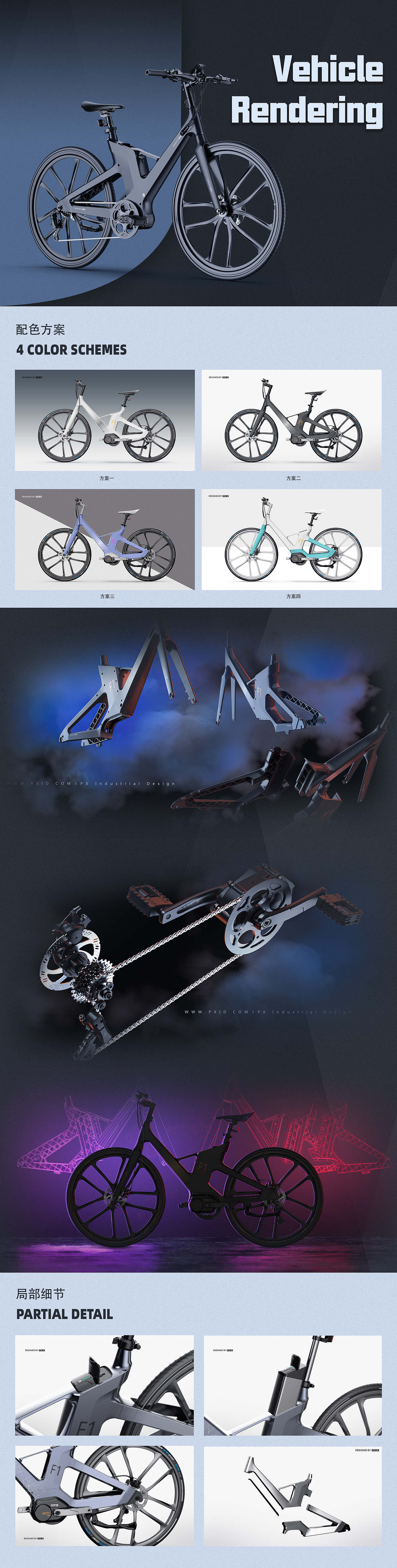 Electric bicycle design，industrial design，Business case，Product rendering，