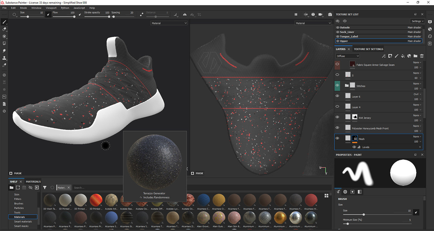 Fast Runner，Running shoes，texture of material，