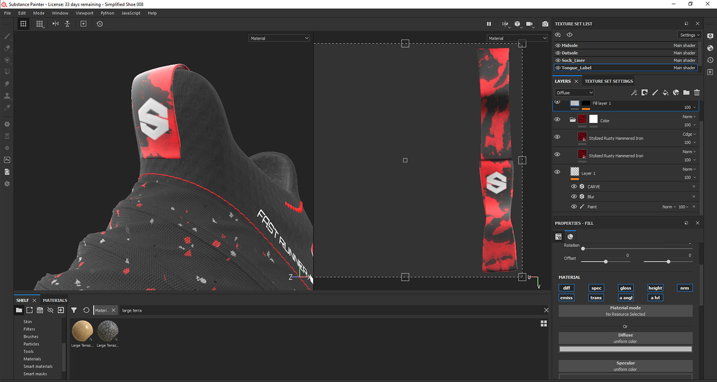 Fast Runner，Running shoes，texture of material，