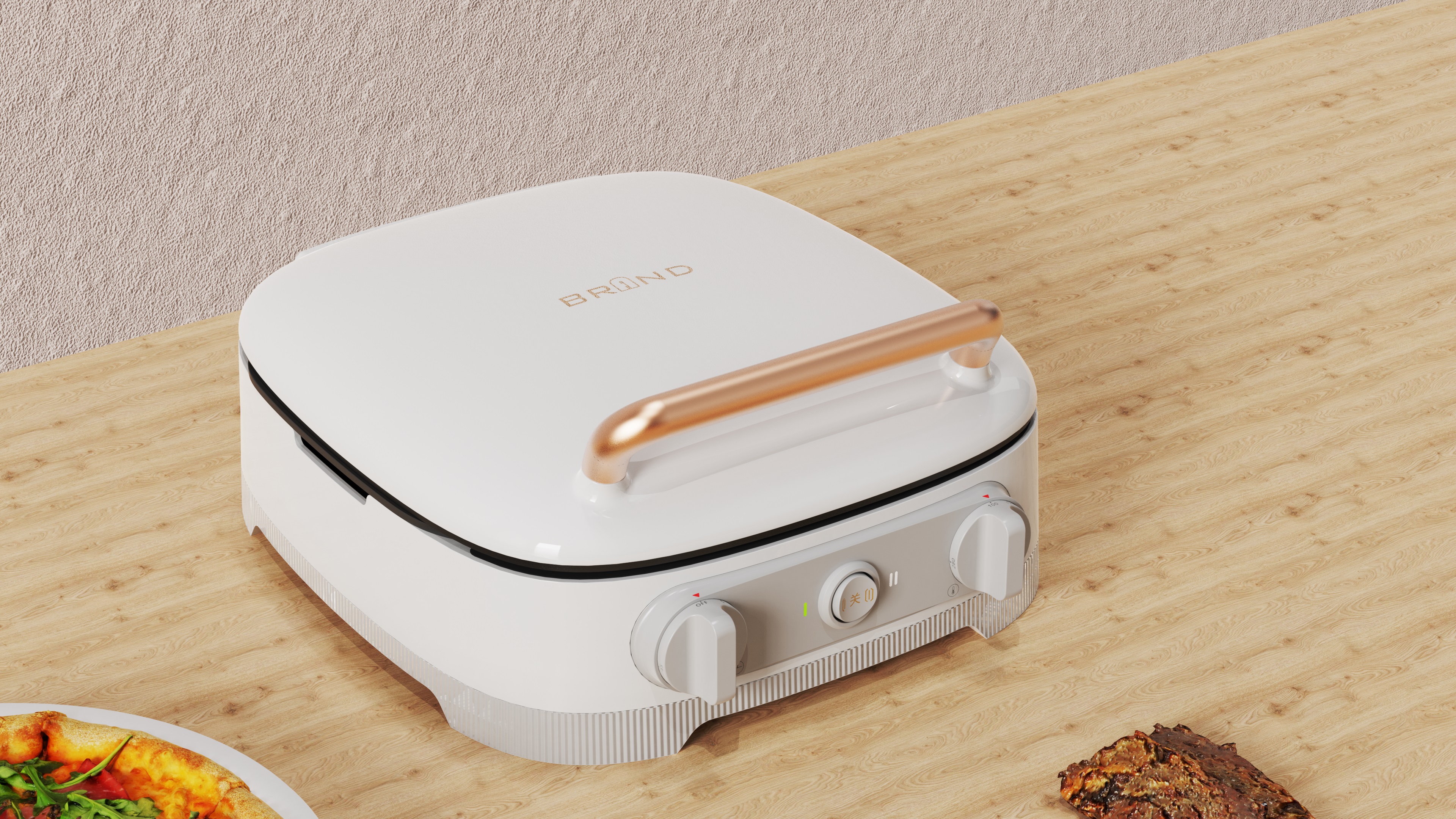 household，small home appliances，Electric baking pan，Retro，white，