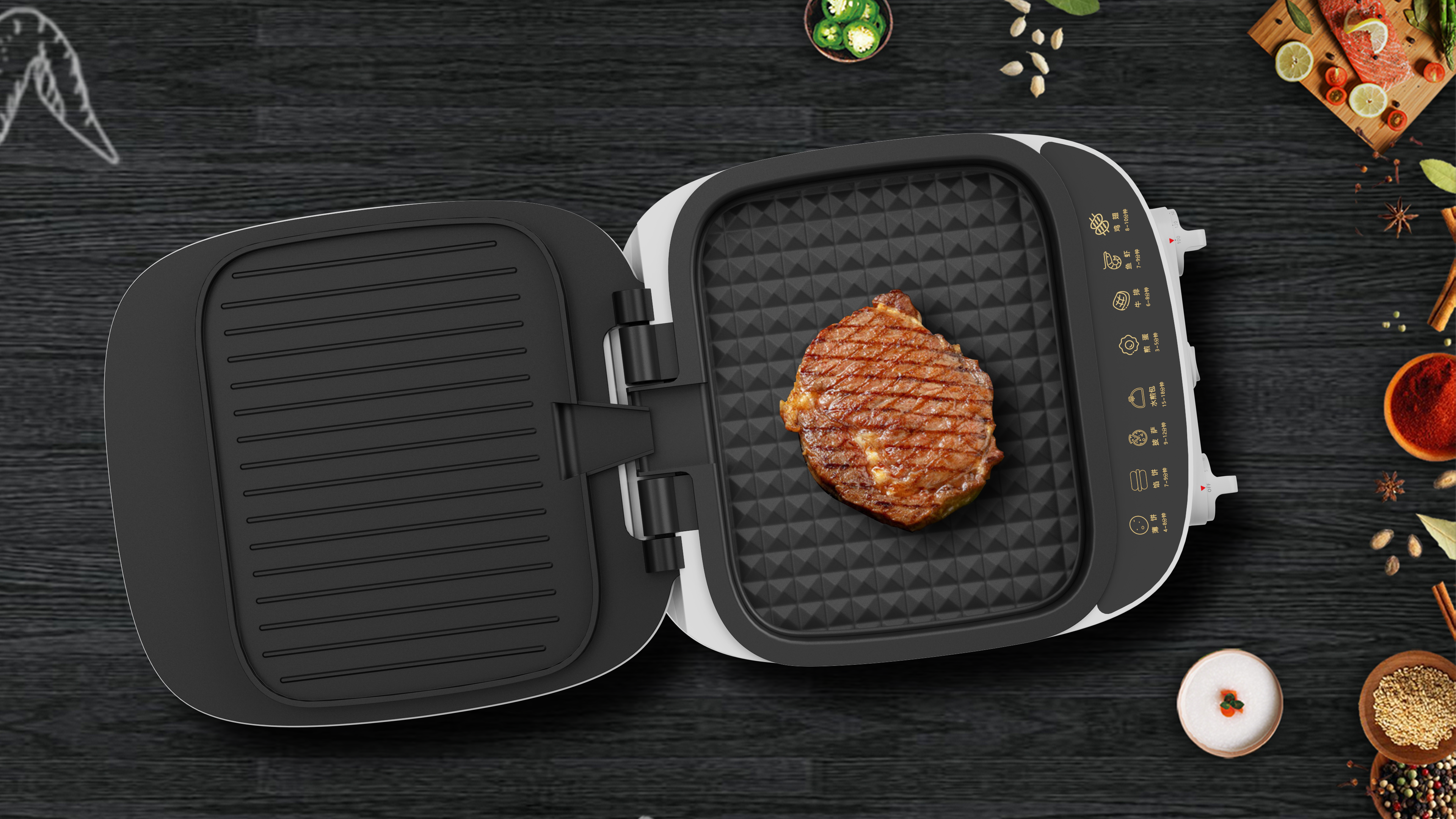 household，small home appliances，Electric baking pan，Retro，white，