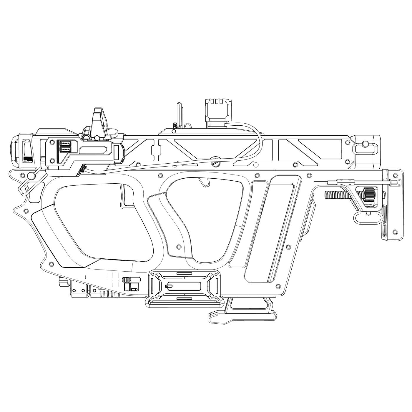 conceptual design，Space environment，gun，Game design，Prop design，Wireframe，