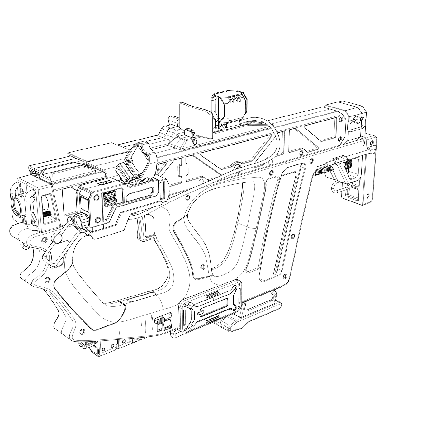 conceptual design，Space environment，gun，Game design，Prop design，Wireframe，