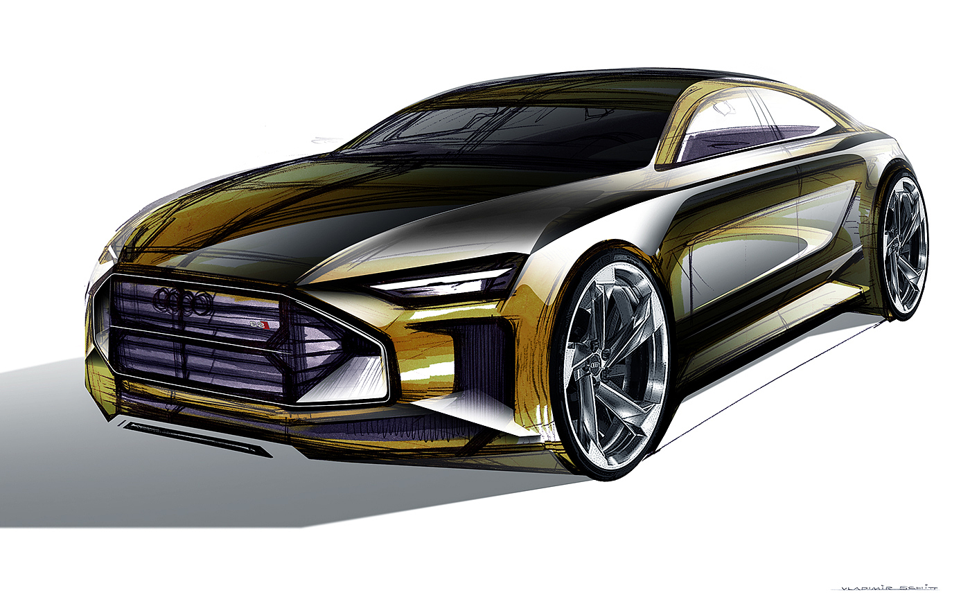 automobile，Hand drawn，painting，Line，marker pen，