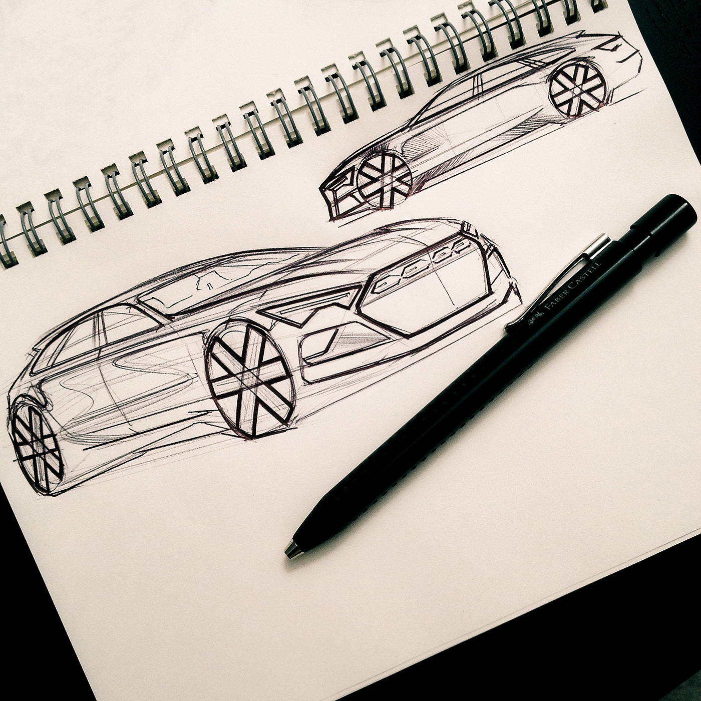 automobile，Hand drawn，painting，Line，marker pen，