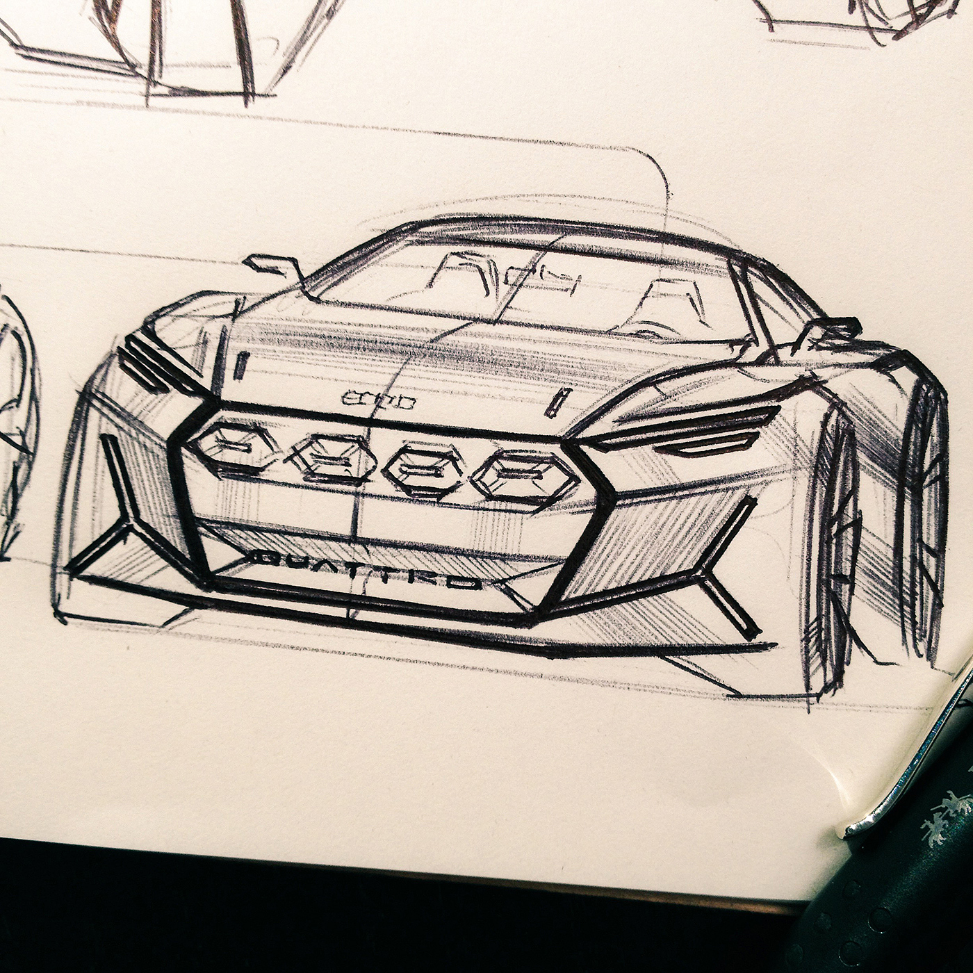 automobile，Hand drawn，painting，Line，marker pen，