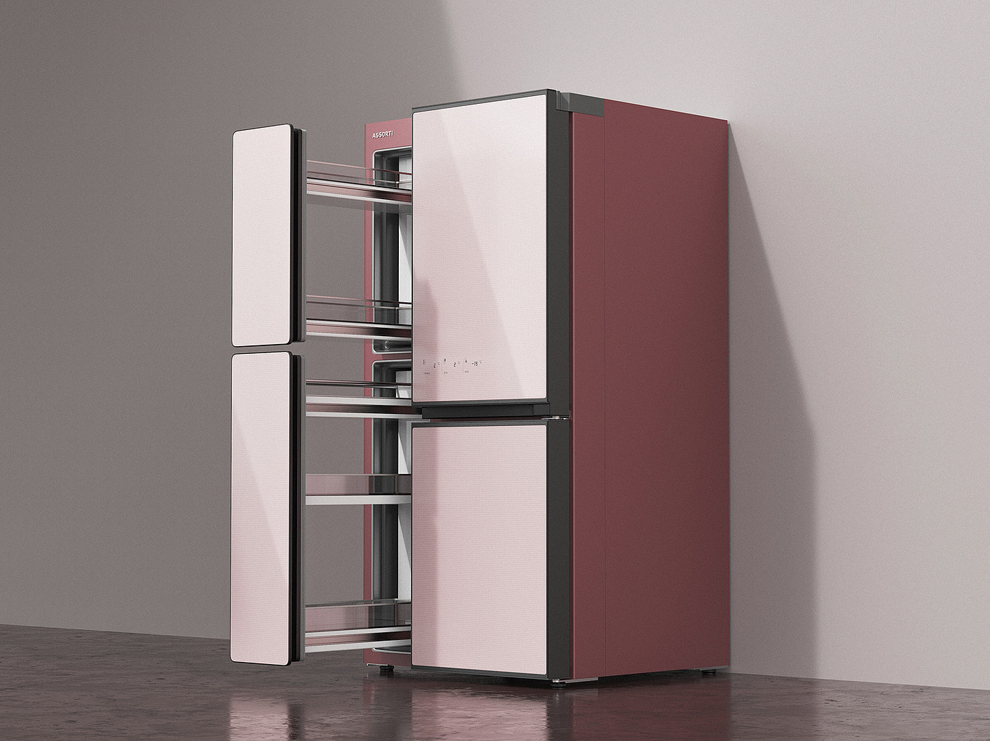 Refrigerator，household electrical appliances，product design，Appearance design，delicate，