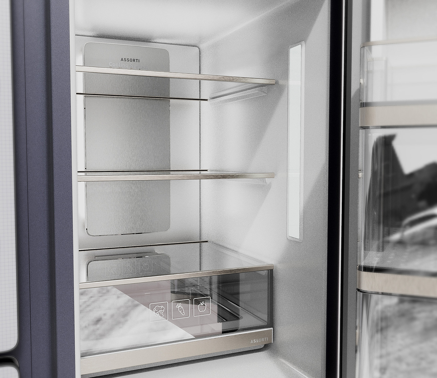 Refrigerator，household electrical appliances，product design，Appearance design，delicate，