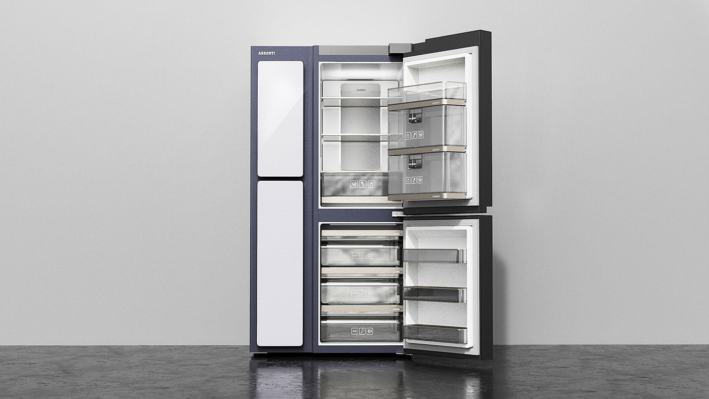 Refrigerator，household electrical appliances，product design，Appearance design，delicate，