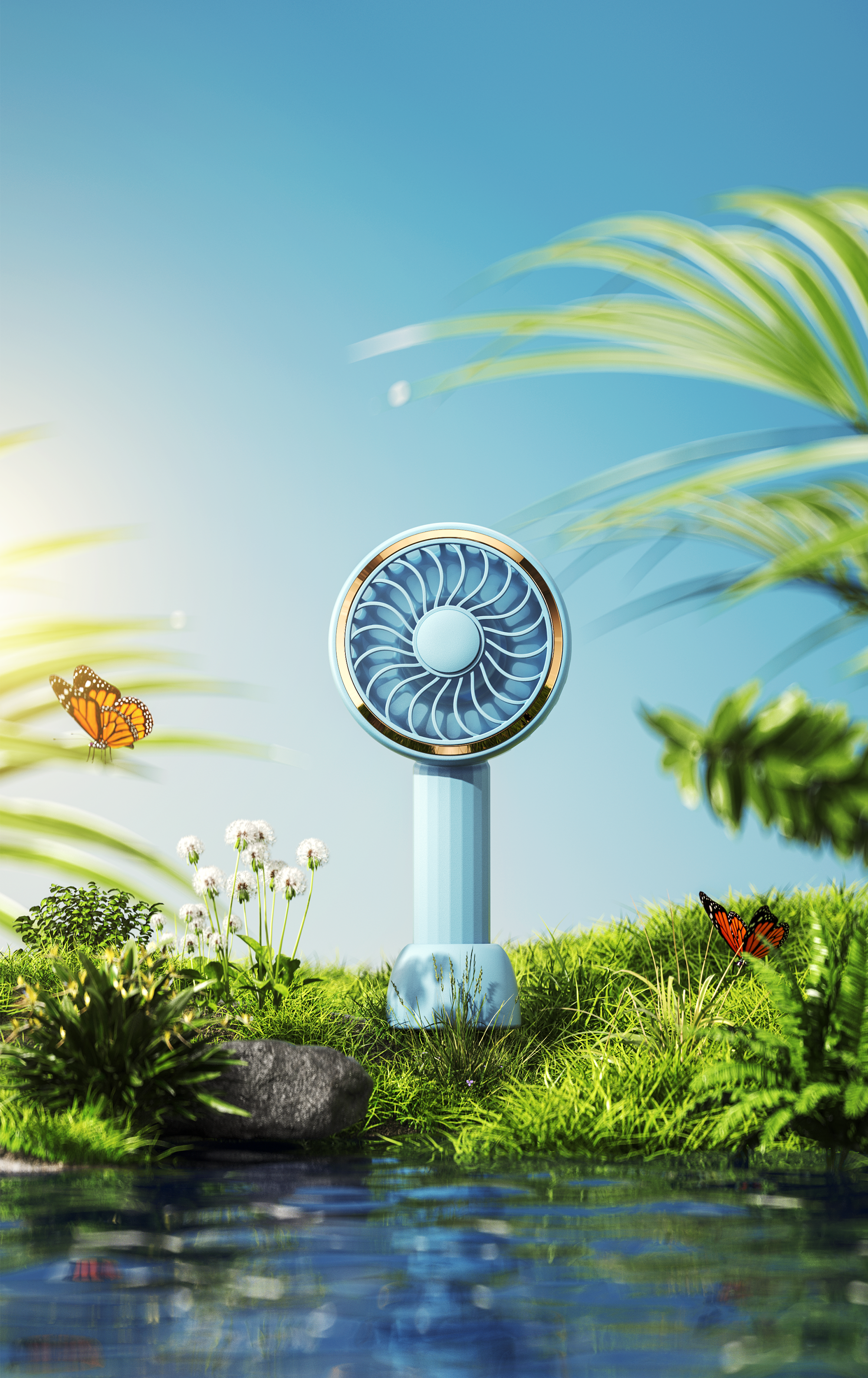 Bluetooth headset rendering，Fan rendering，Product rendering，