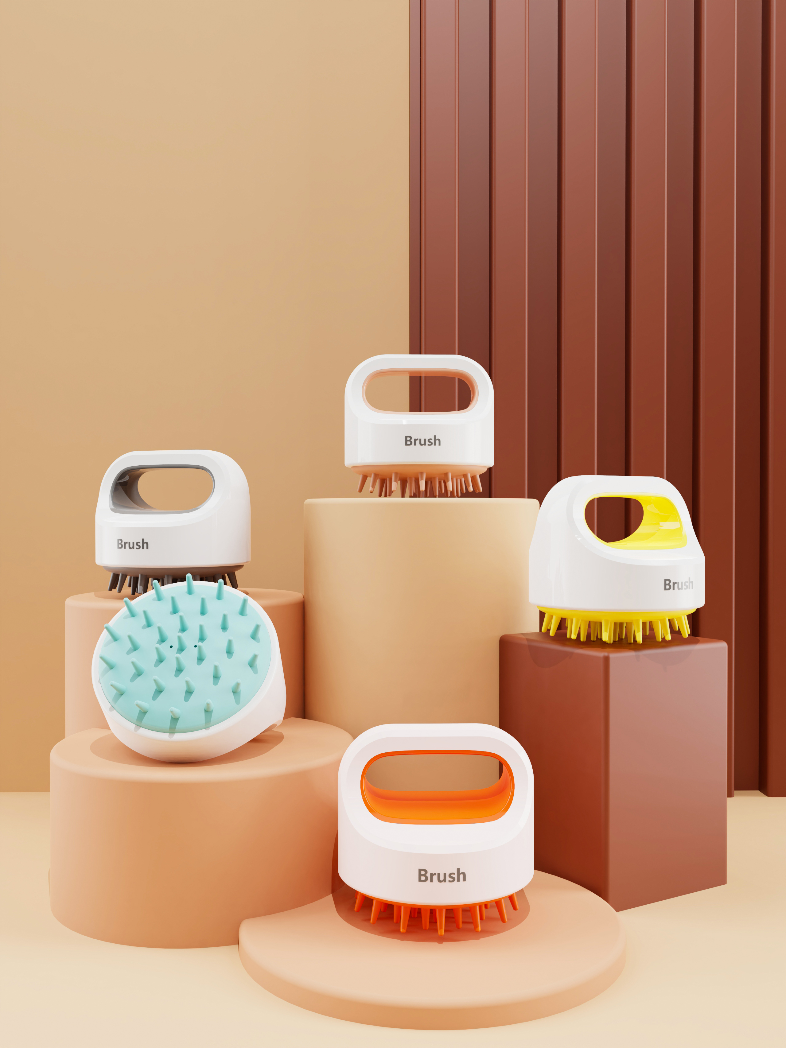 Shampoo brush design rendering，