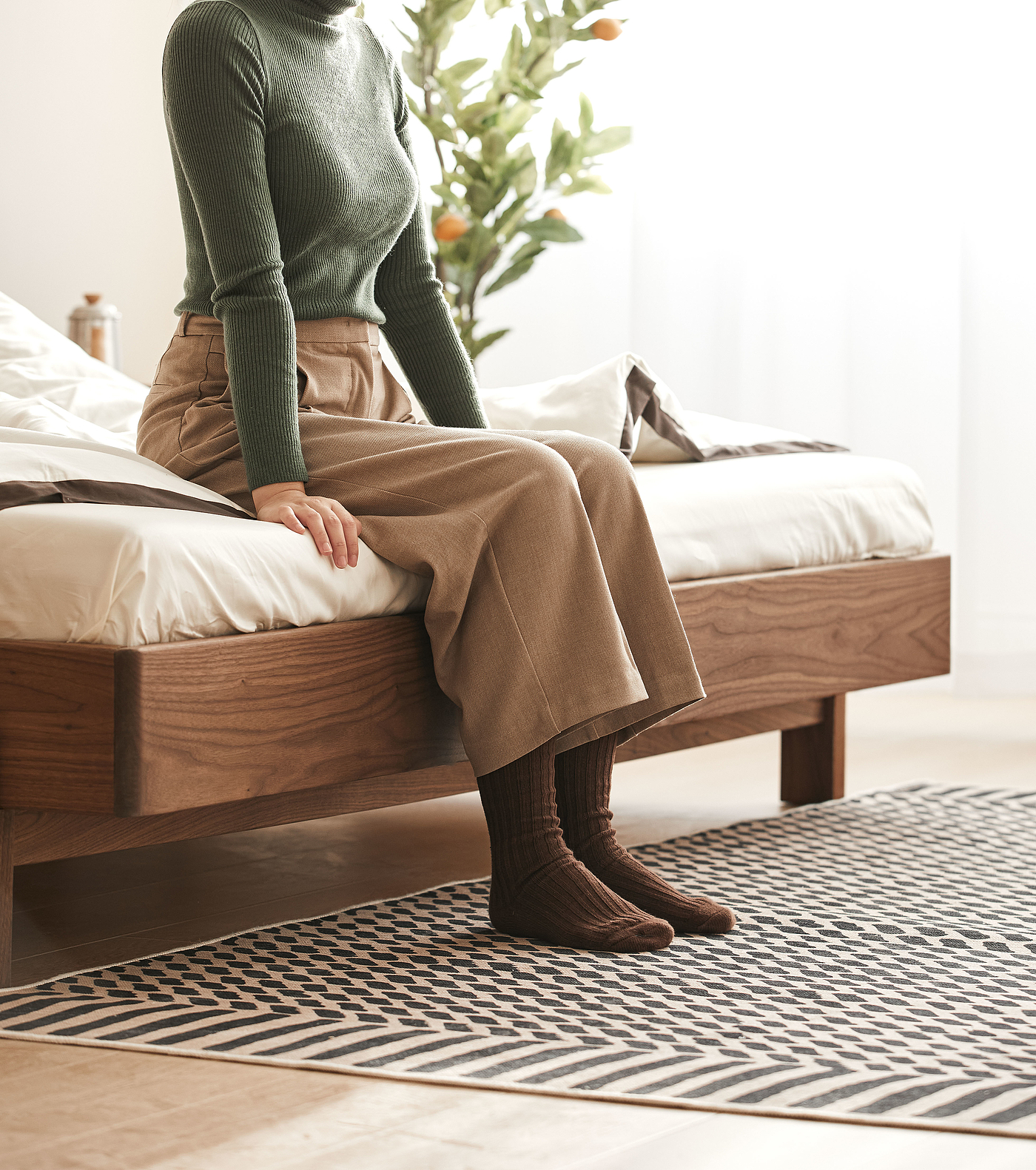 Solid wood bed，North American black walnut，furniture design ，Bedroom decoration，
