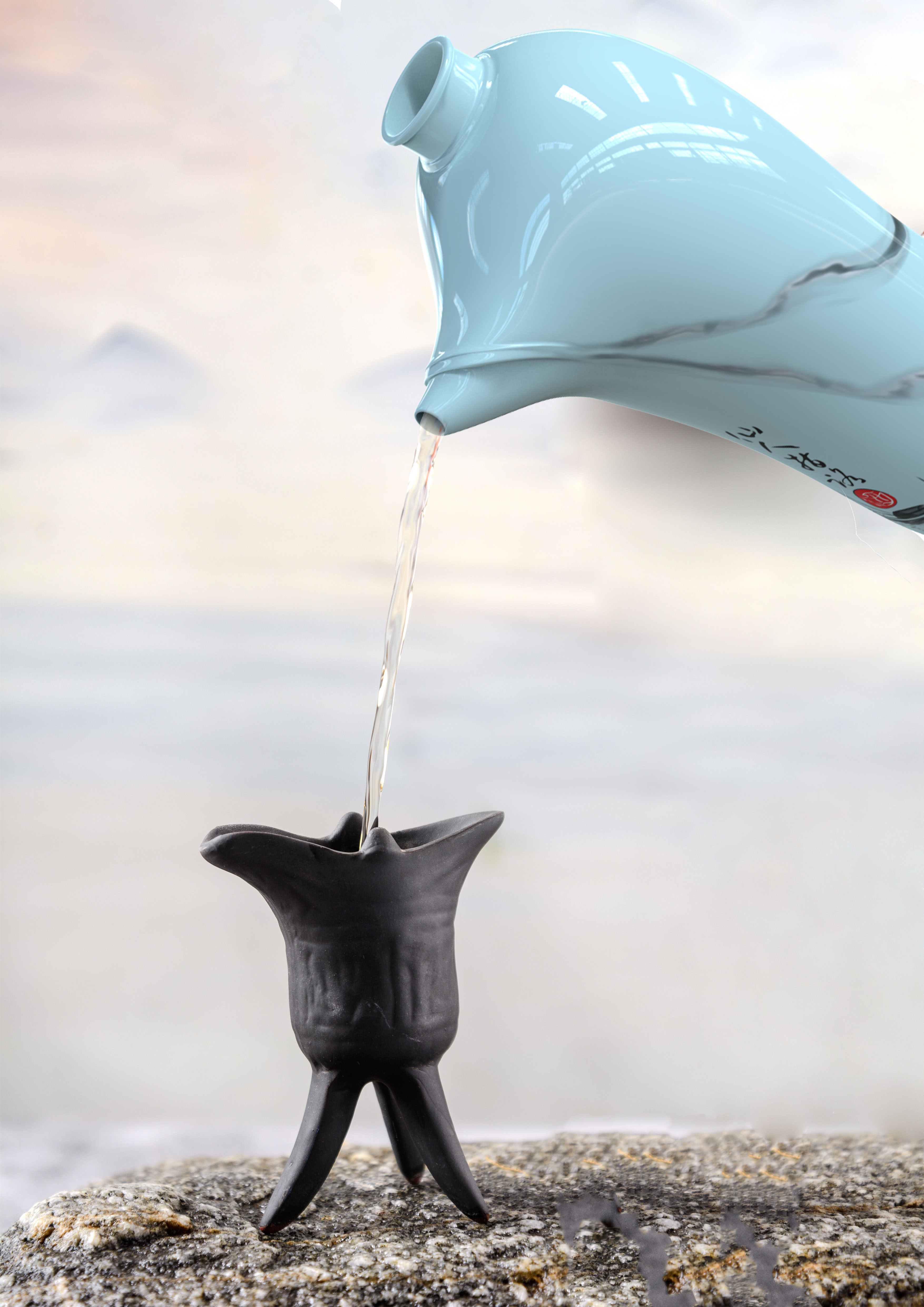 Fairy Finger Road，ceramics，Cultural creation，Green design，Ink and wash，Personification，traditional culture，Wine bottle packaging design，