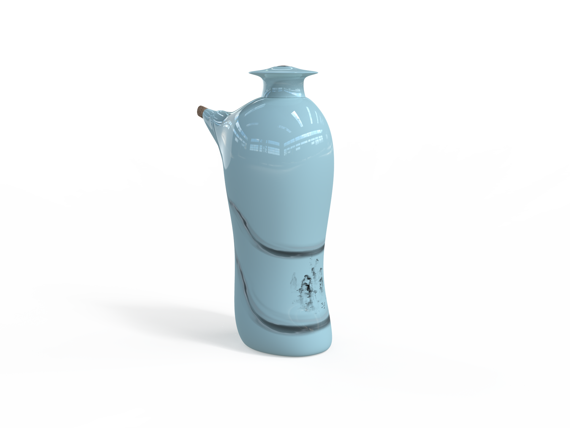 Fairy Finger Road，ceramics，Cultural creation，Green design，Ink and wash，Personification，traditional culture，Wine bottle packaging design，