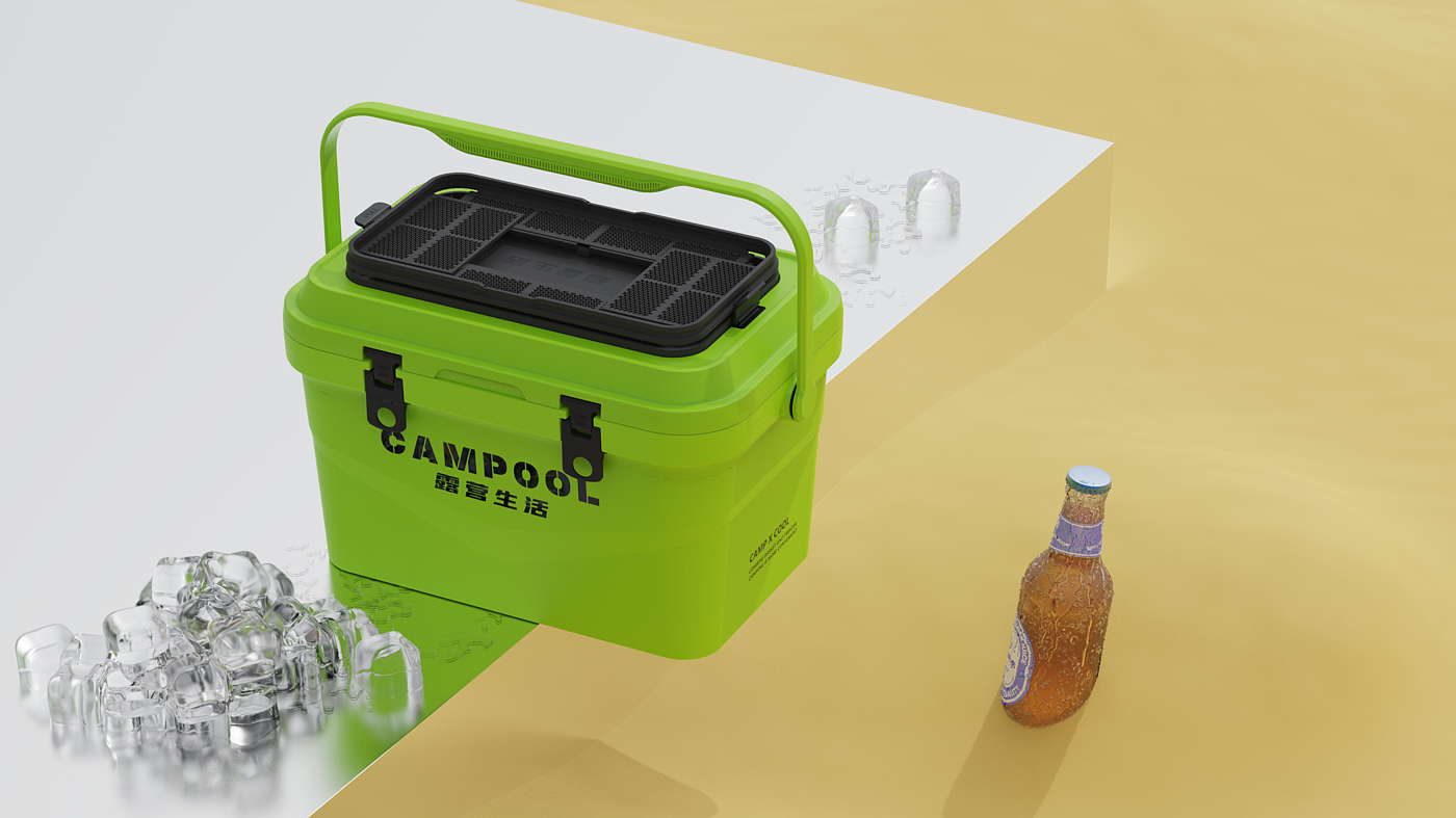 product design，industrial design，sample reels，Keyshot rendering，camping，Camping refrigerator，