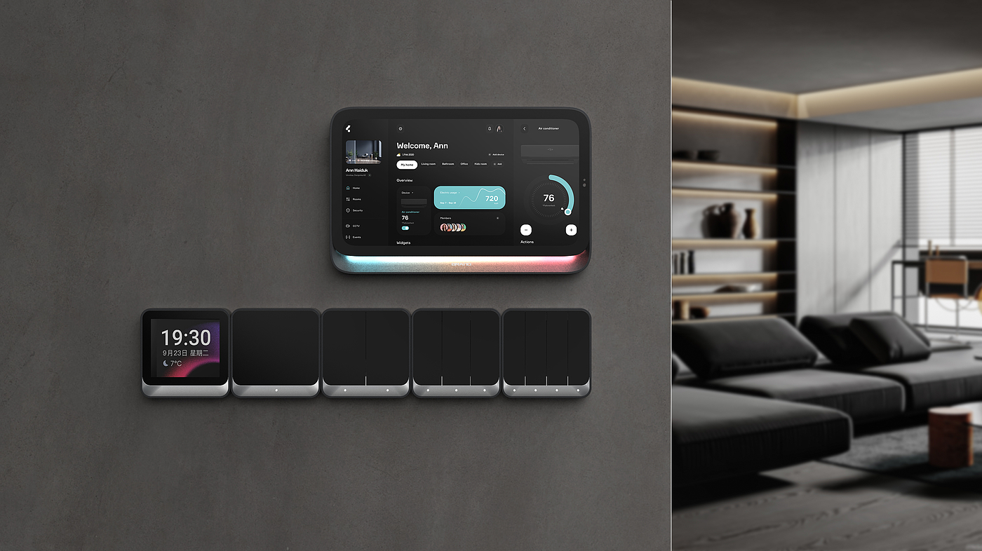 Smart Home, Switch, Central Control Screen，