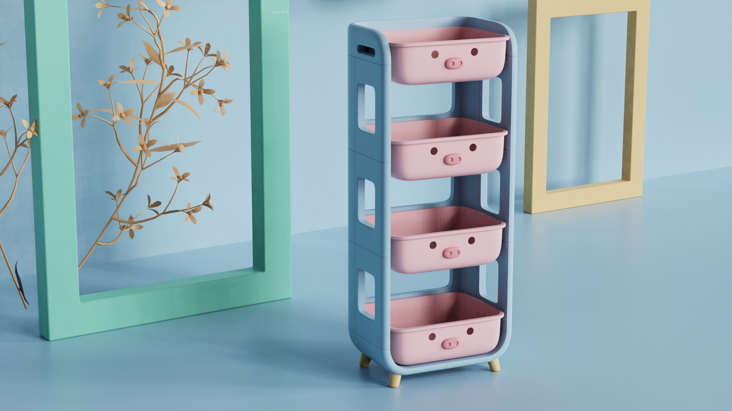 Storage rack，children，Cartoon，Simplicity，