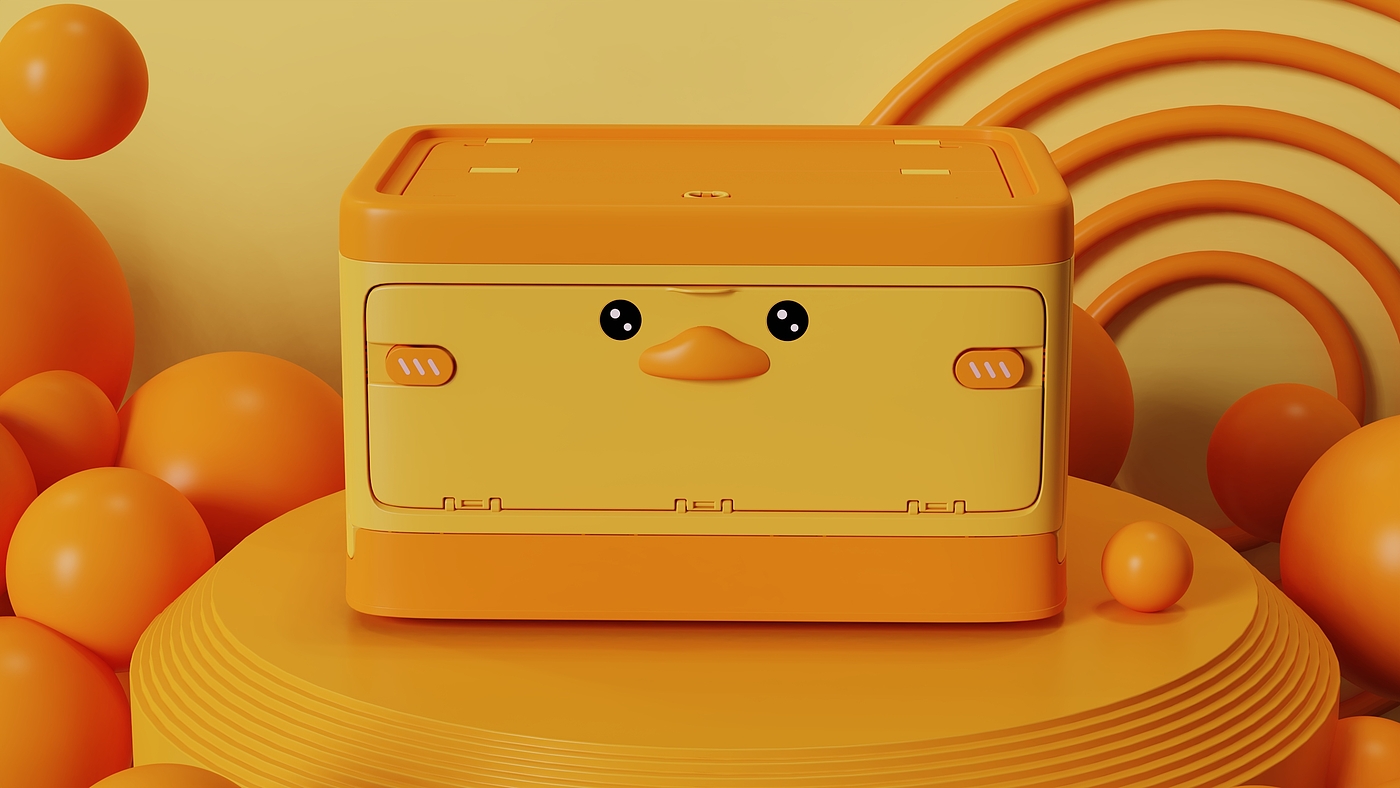 Cartoon，duck，Folding box，Storage box，